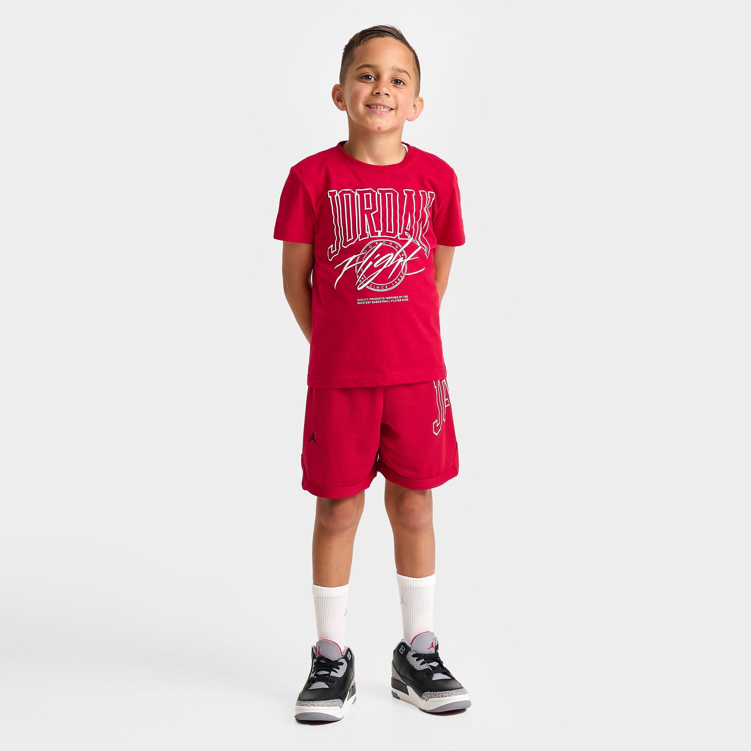 Jordan Little Kids Beyond The Arc T-Shirt and Mesh Shorts Set in Gym Red Size: 4.0