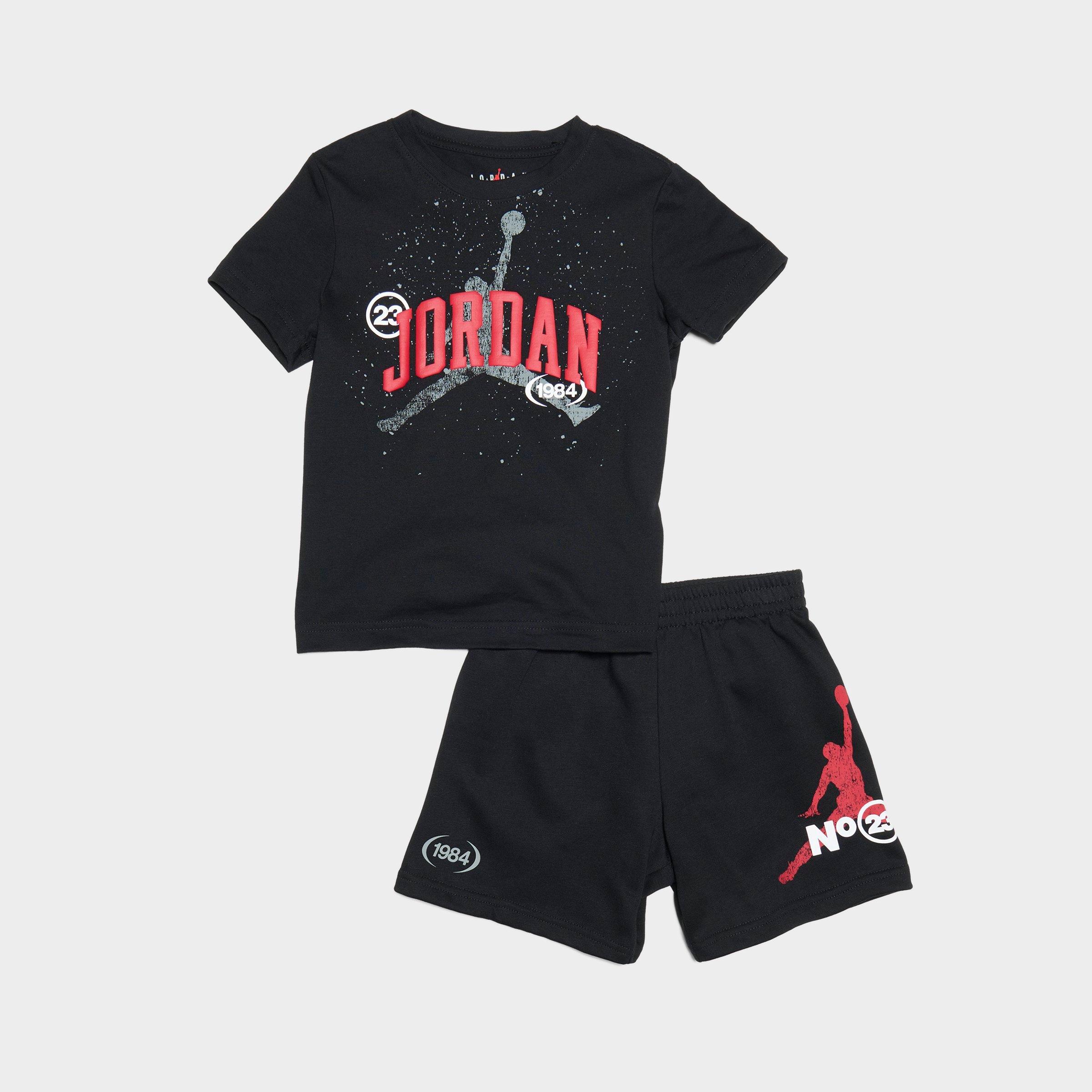 Jordan Little Kids' Jumpman 1984 French Terry T-Shirt and Shorts Set in Black/Black Size 6