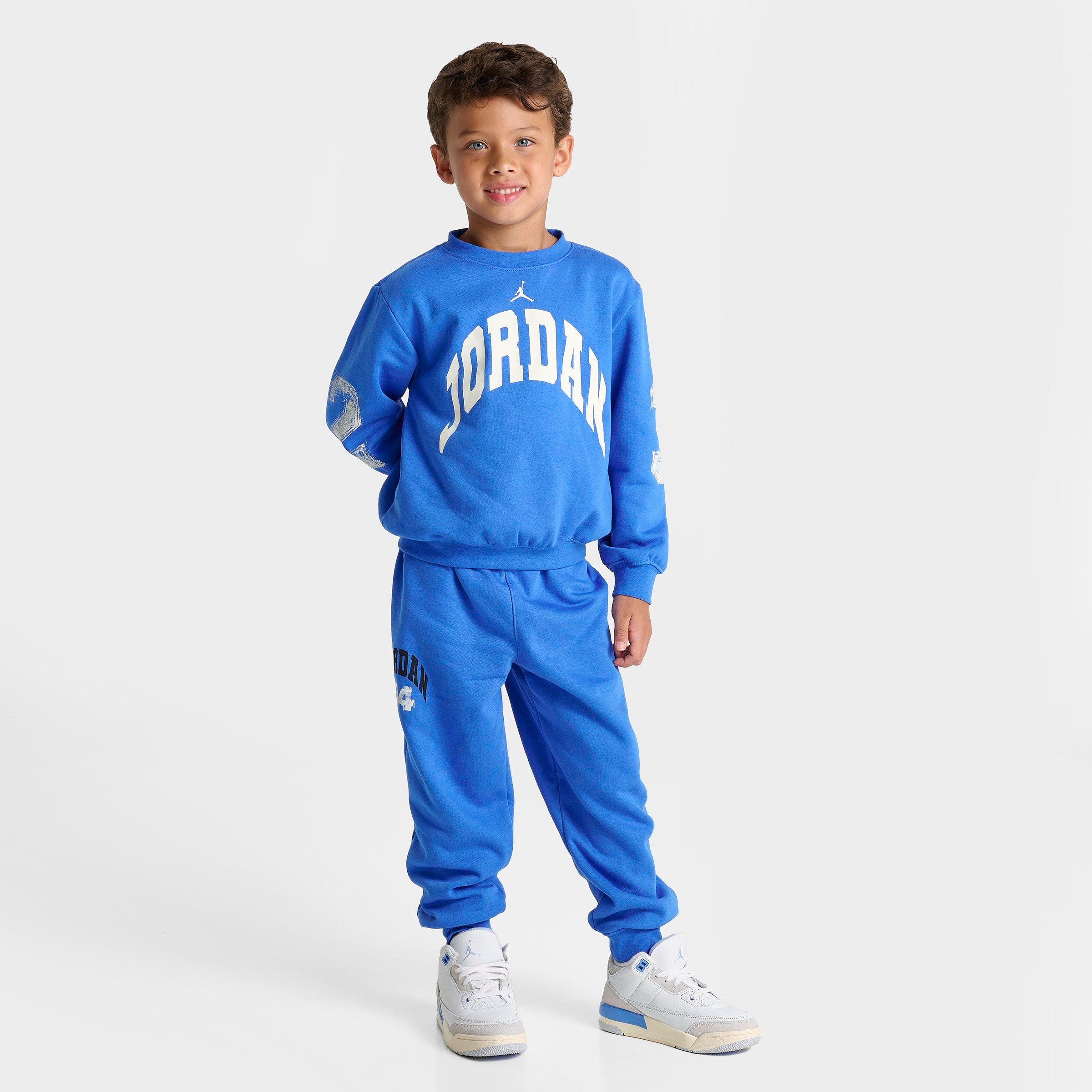 Jordan Little Kids MVP Crewneck Sweatshirt and Joggers Set in Sport Blue Size: 4