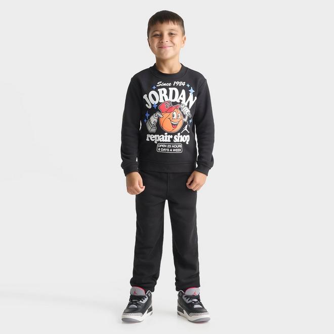 Little Kids' Jordan Repair Shop Crewneck Sweatshirt and Jogger Pants Set