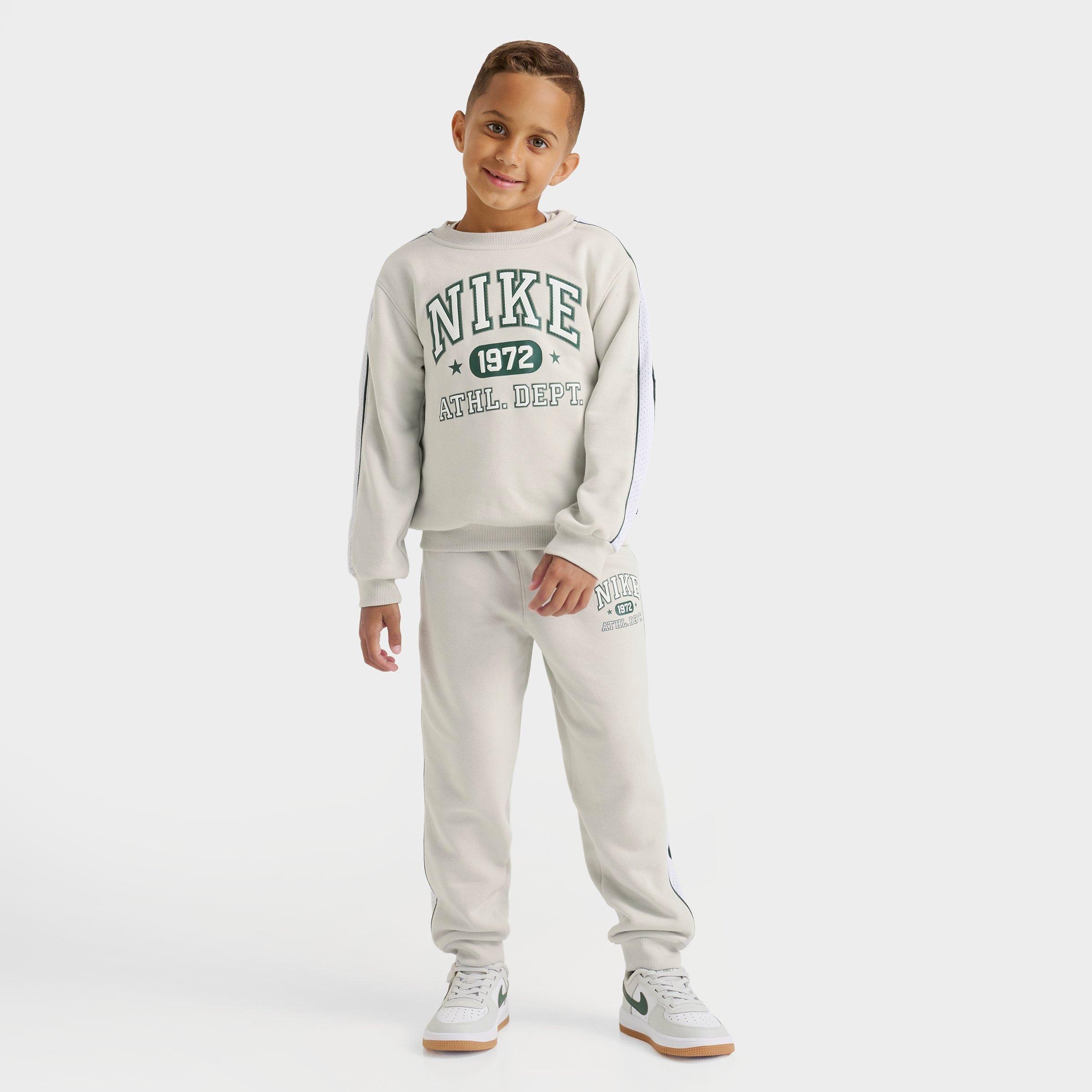 Nike Little Kids Athletic Dept. 1972 PE Crewneck Sweatshirt and Jogger Pants Set in Light Bone Size: 4