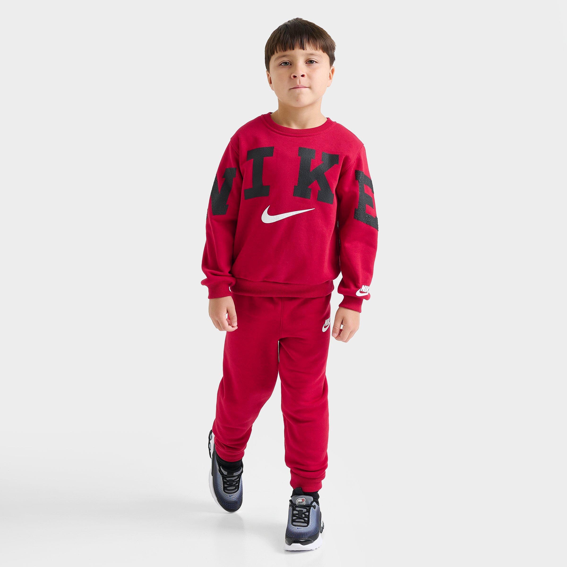 Nike Infant Crewneck Sweatshirt And Jogger Pants Set In Red