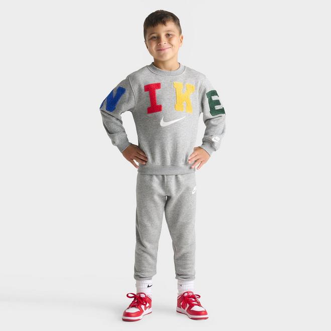 Little Kids' Nike Chenille Crewneck Sweatshirt and Jogger Pants Set