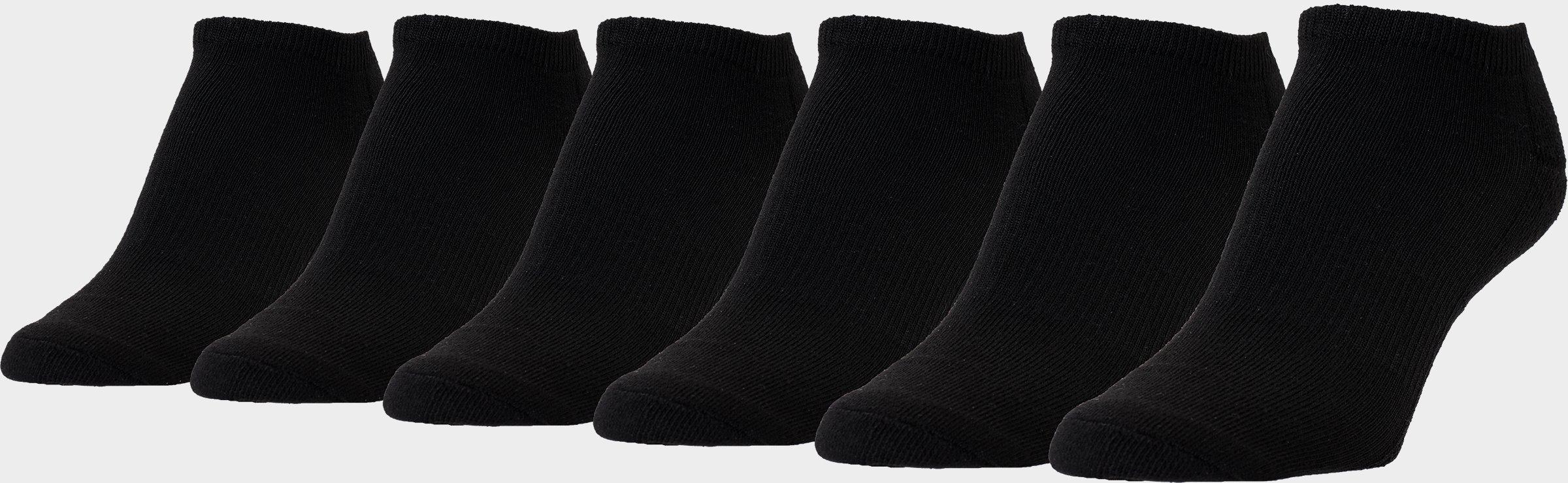 Sof Sole Women's No-Show Socks 6-Pack in Black/Black Size Medium Cotton