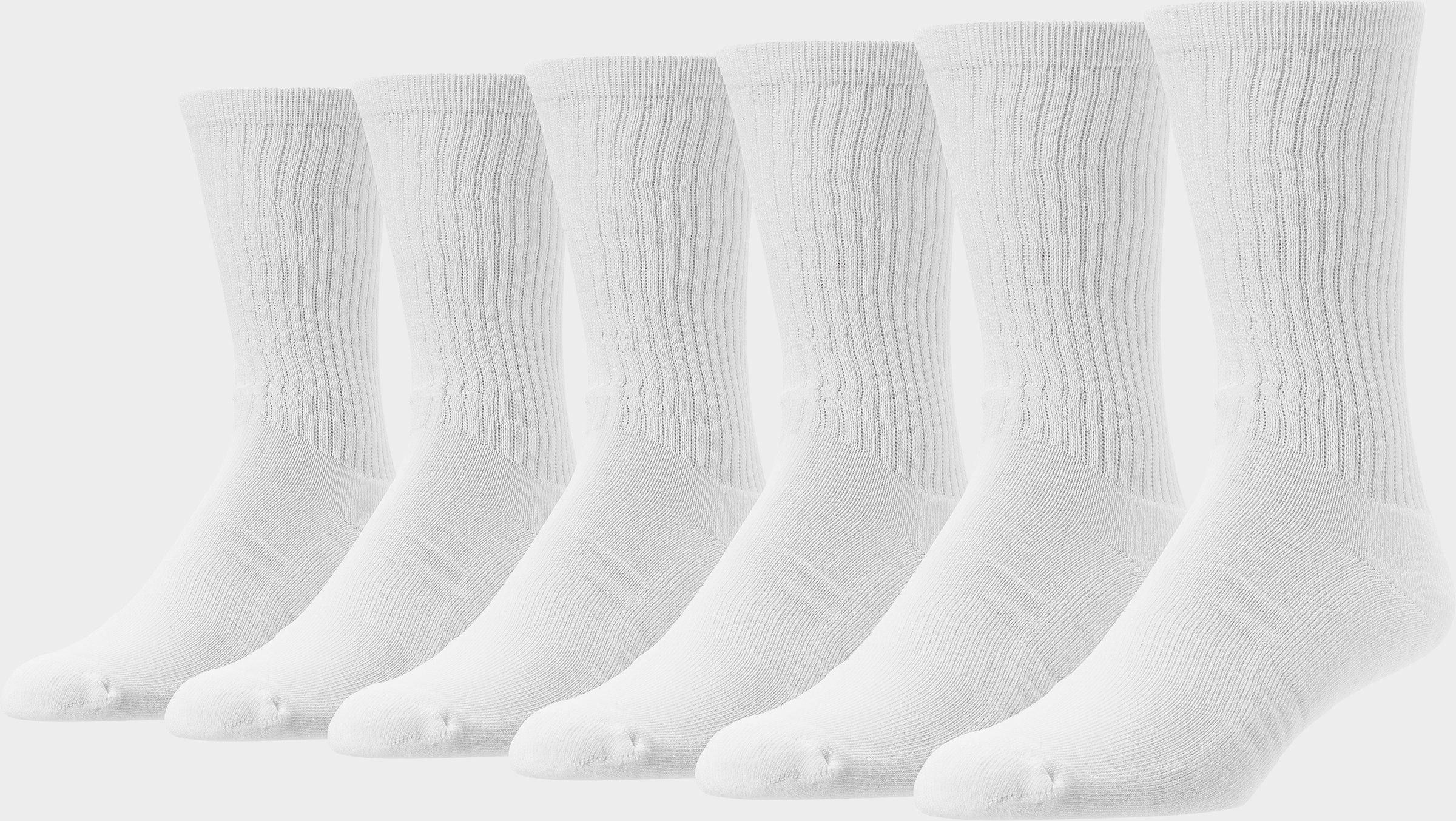 Finish Line Men's Crew Socks (6-Pack) in White/White Size Large Cotton/Knit