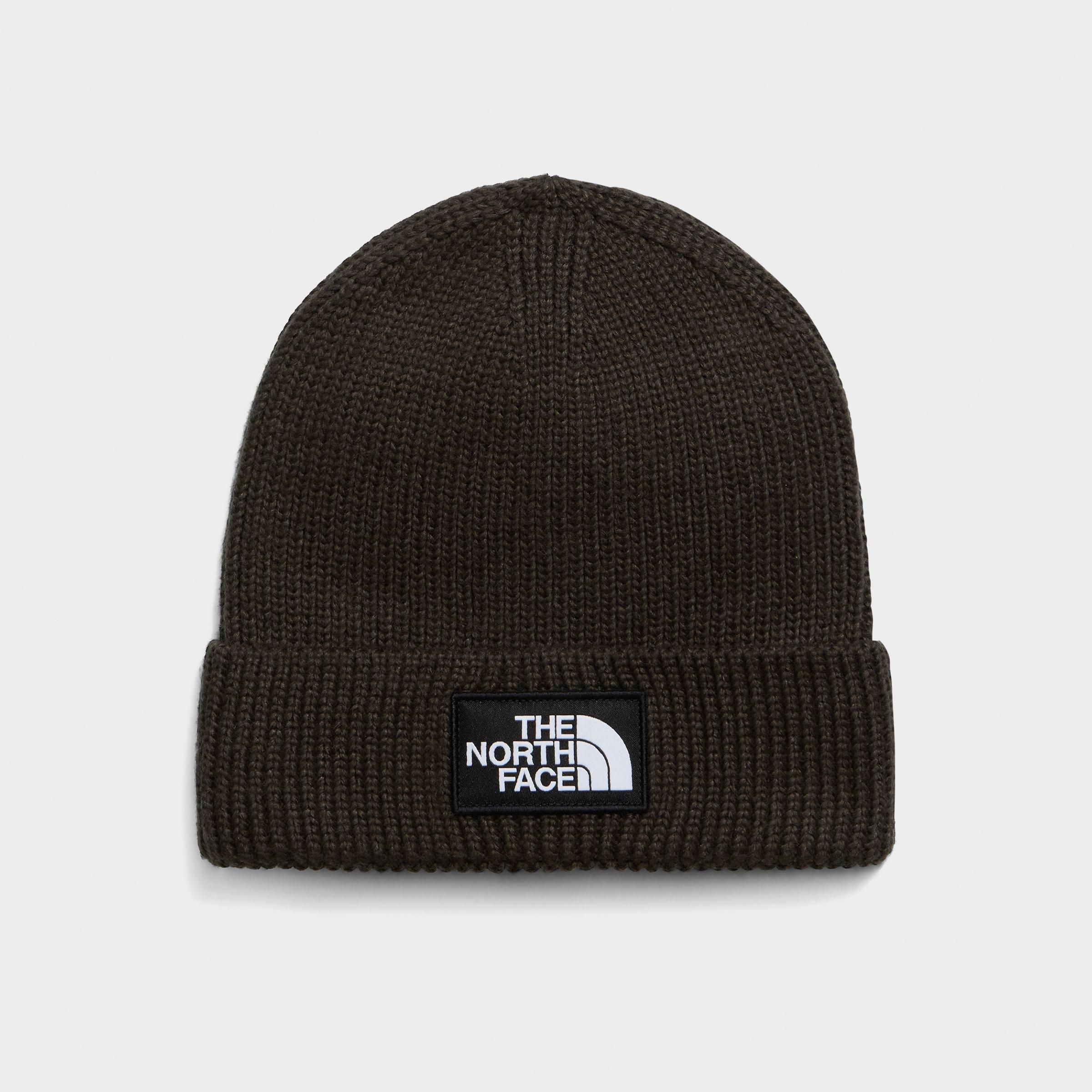 The North Face TNF Logo Box Cuffed Beanie Hat in Dark Chestnut
