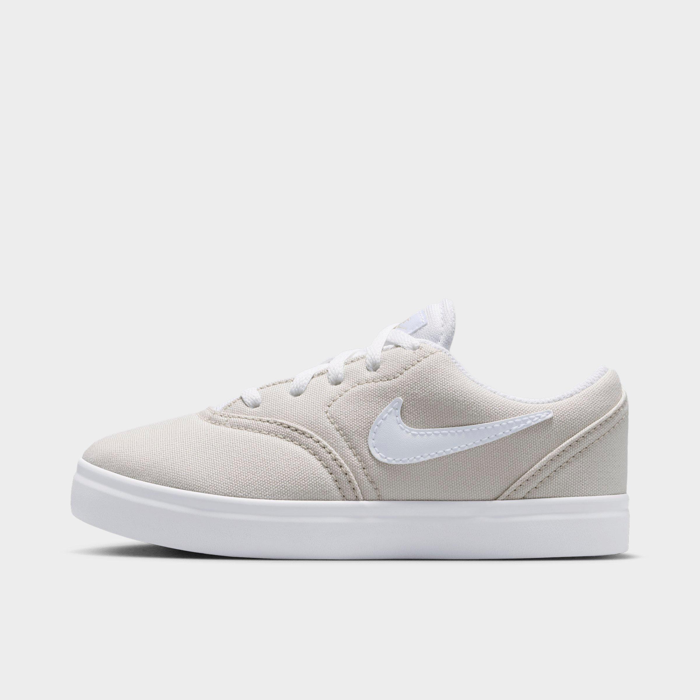 Nike Boys Big Kids SB Check Canvas Skateboarding Shoes in Lt Bone/White Size: 1.0