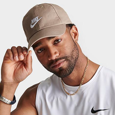 Nike Sportswear Heritage86 Futura Washed Adjustable Back Hat In Khaki/white