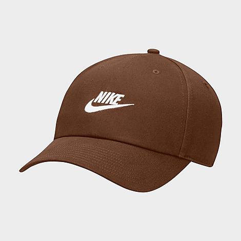 Nike Sportswear Heritage86 Futura Washed Adjustable Back Hat In Cacao Wow/cacao Wow/white