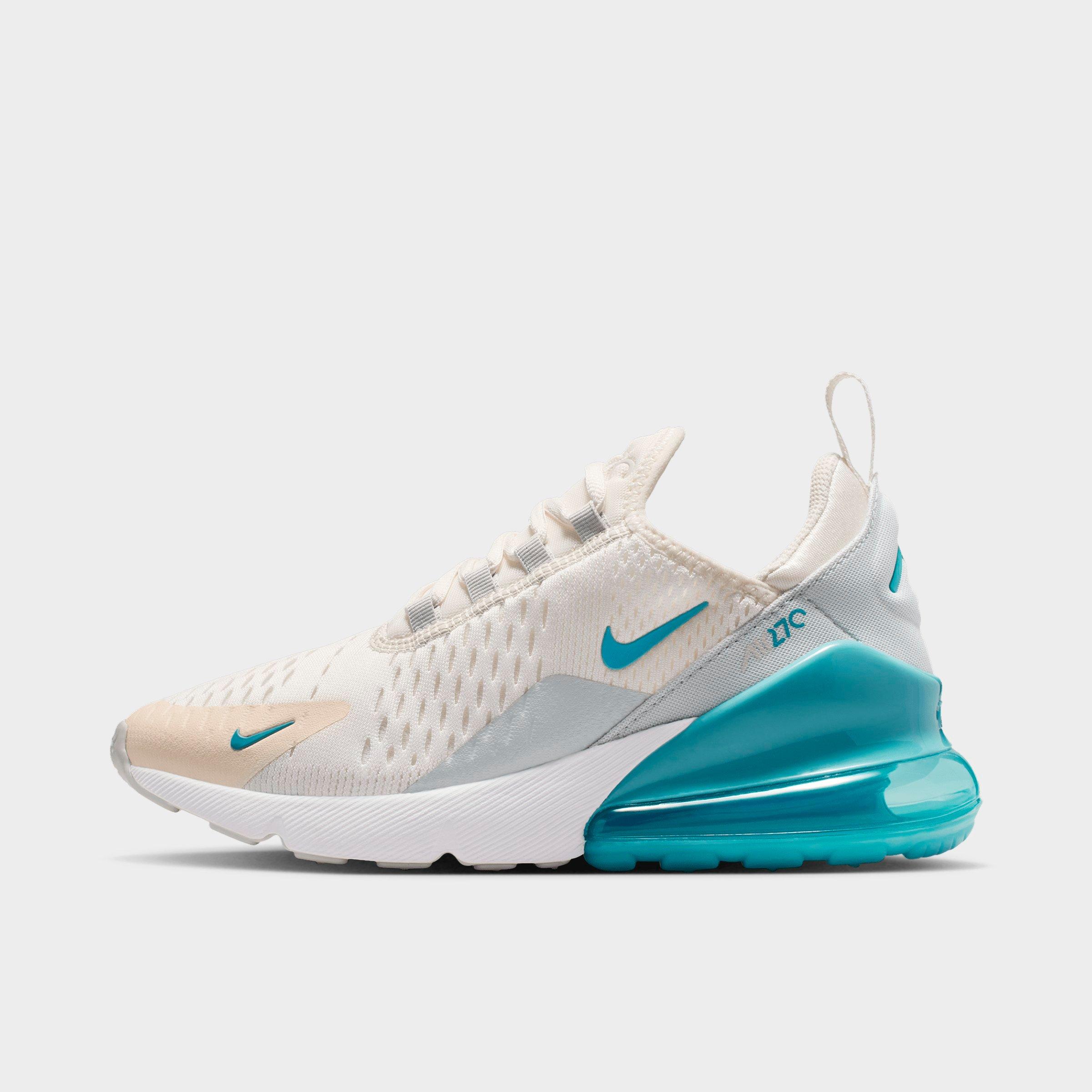 Nike Big Kids Air Max 270 Casual Shoes in Denim Turquoise/Light Silver/Soft Pearl Size: 7.0
