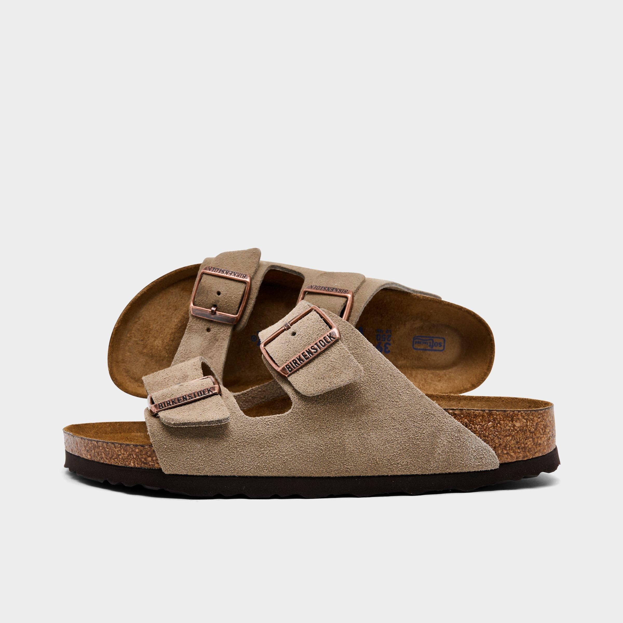 Birkenstock Women's Arizona Soft Footbed Suede Leather Sandals in Taupe Suede Soft Footbed Size: 7.0