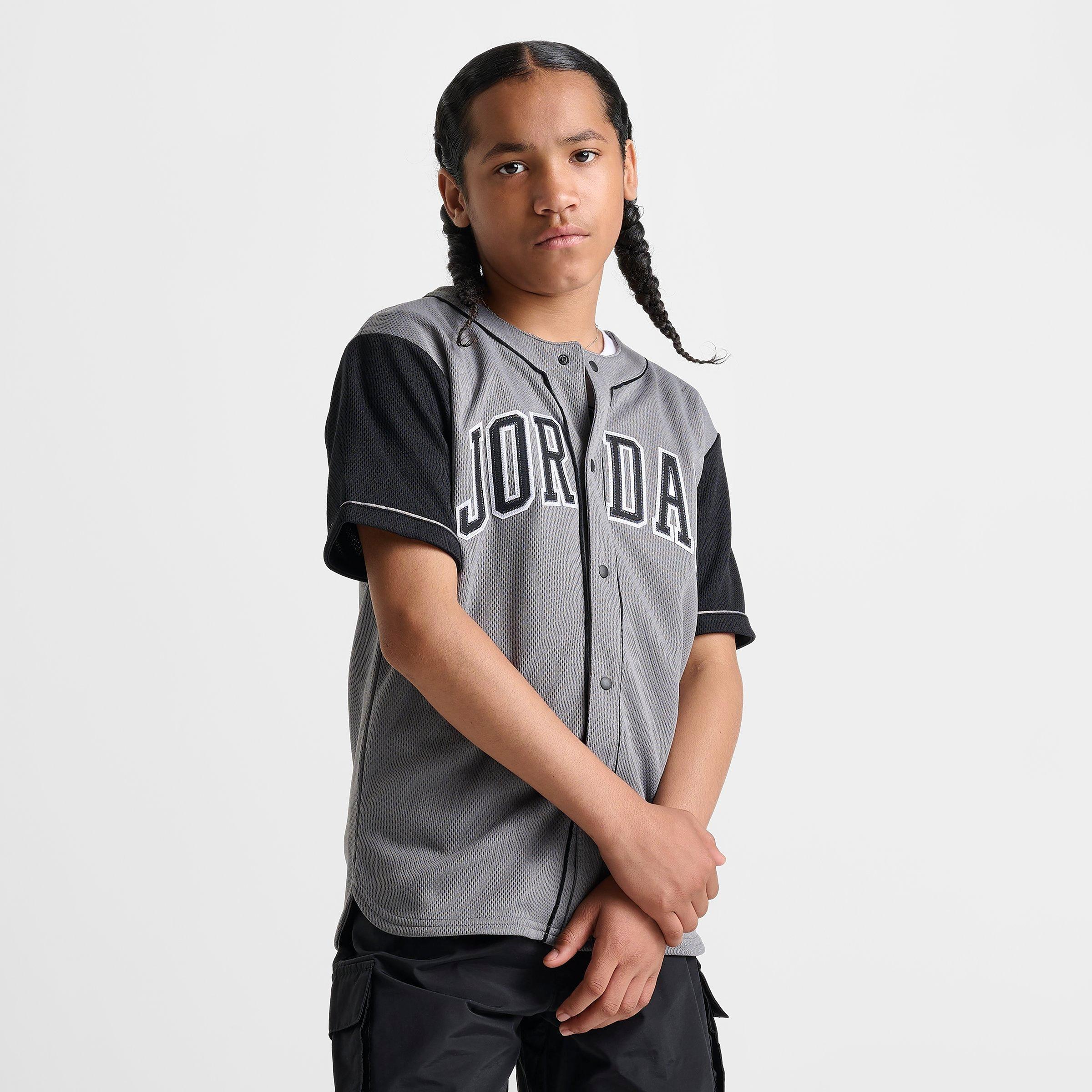 Shop Nike Jordan Kids' Hbr Baseball Jersey In Smoke Grey