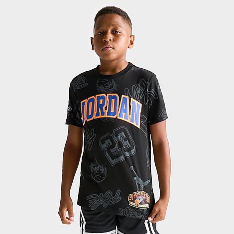 Nike Jordan Big Kids' Jordan All-over Jersey Patch T-shirt In Black 