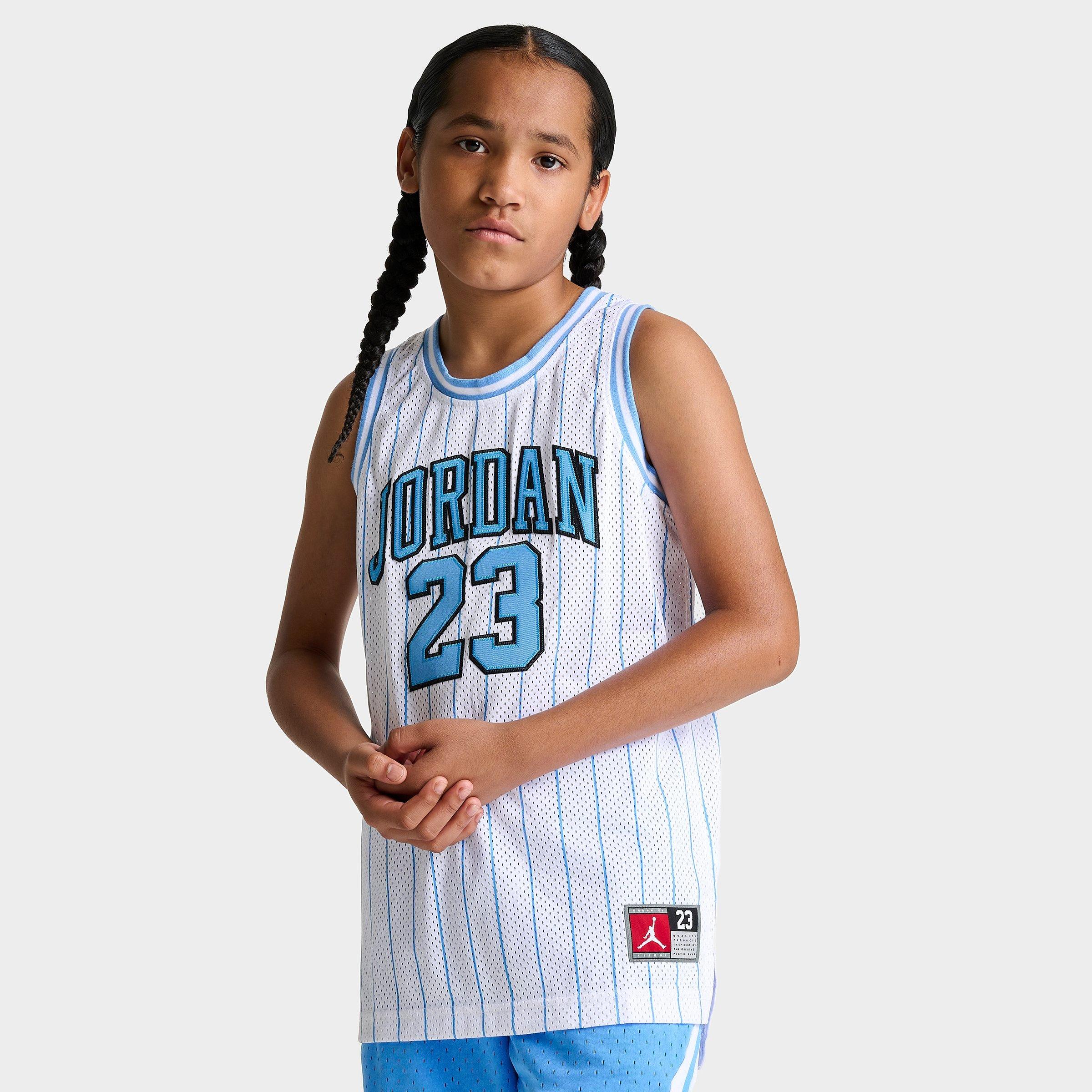 Nike Jordan Kids' Jordan 23 Pinstripe Jersey In White/university