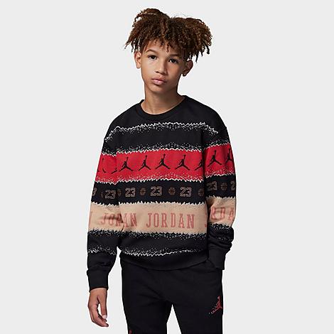 Nike Jordan Big Kids' Jordan Mj Holiday Fleece Crewneck Sweater In Black 