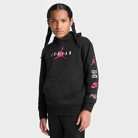 Nike Jordan Kids' Jordan Multi Logo Pullover Hoodie In Black