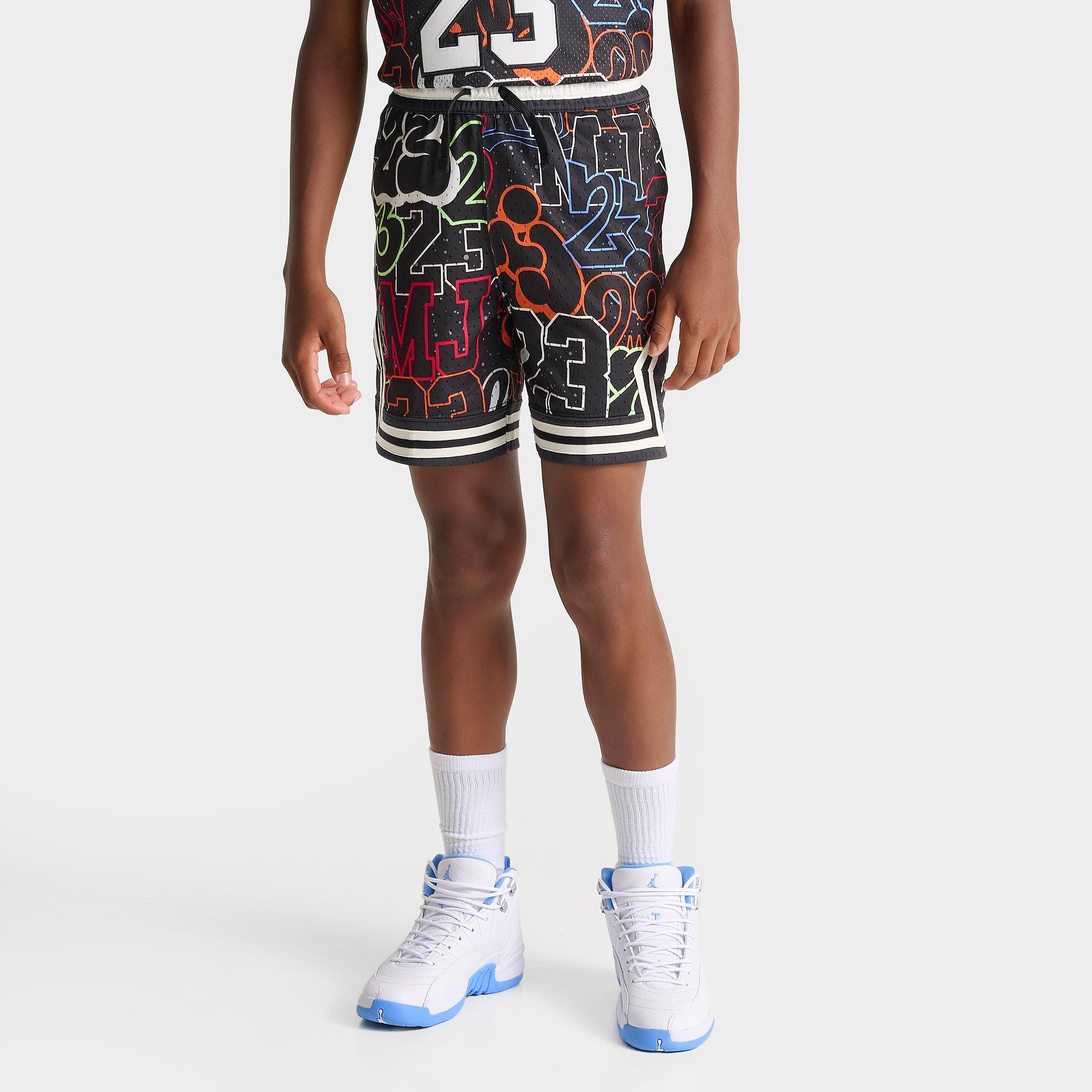 Jordan Kids Dri-FIT MJ Printed Sport Diamond Shorts in Black/White Size: Small