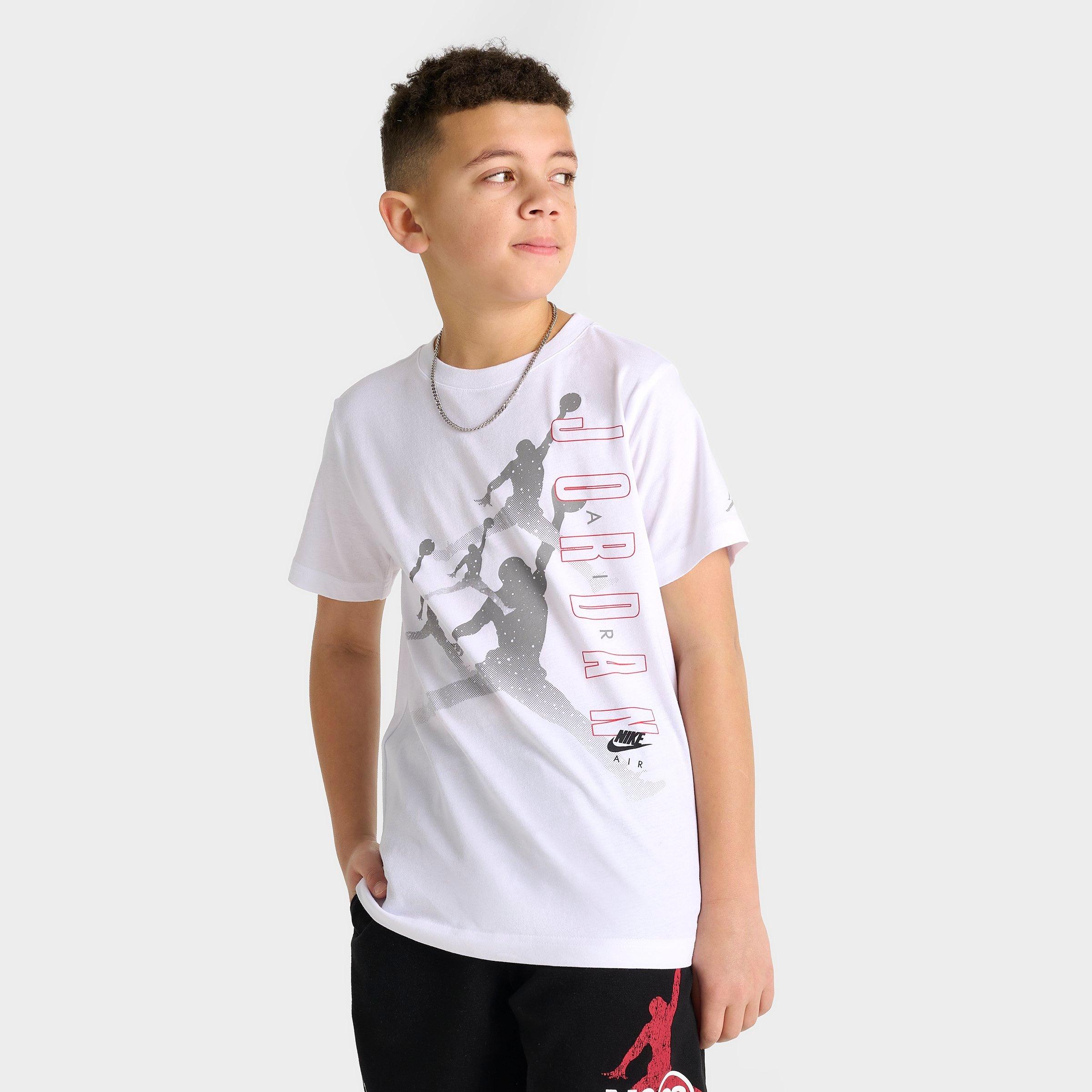 Jordan Kids' Jumpman Retro 5 Reflective T-Shirt in White/White Size Large 100% Cotton