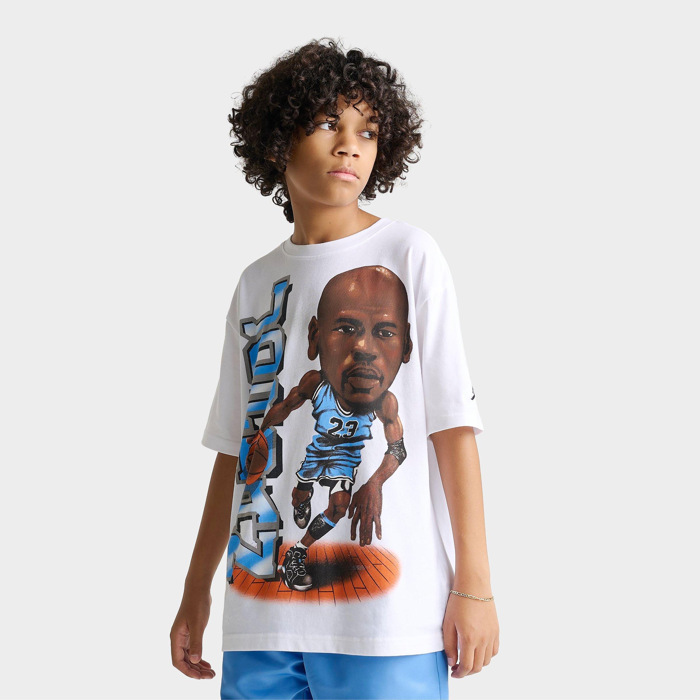 Jordan Big Kids Bobblehead Oversized T-Shirt in White Size: Medium