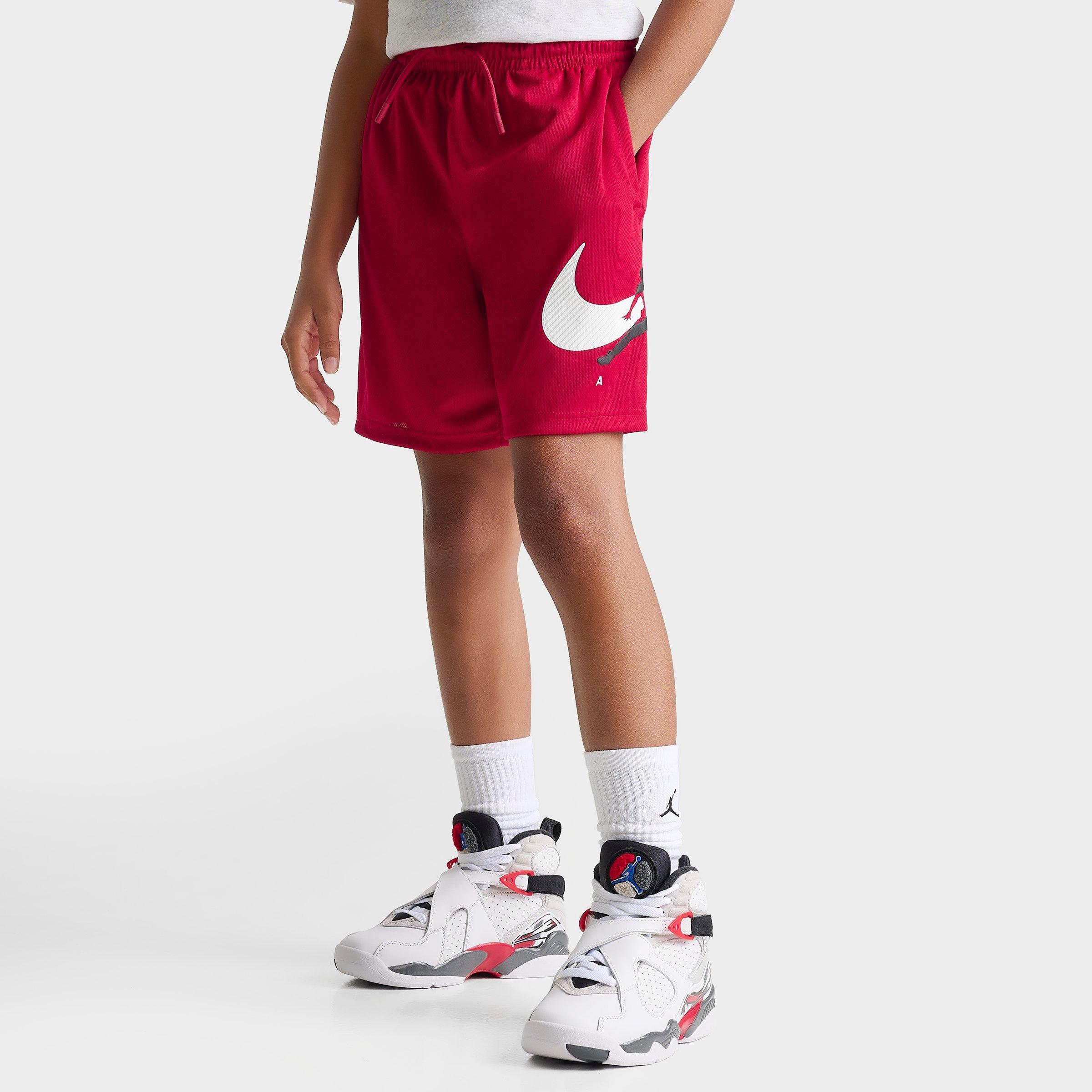 Jordan Big Kids Jumpman Swoosh Mesh Shorts in Gym Red Size: Large