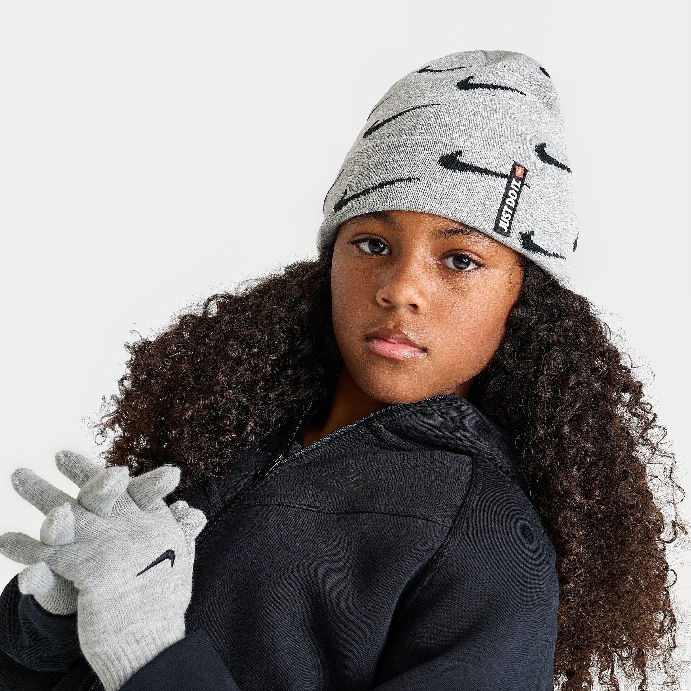 Nike Kids' Swoosh Repeat Allover Print Beanie And Gloves Set In Multi