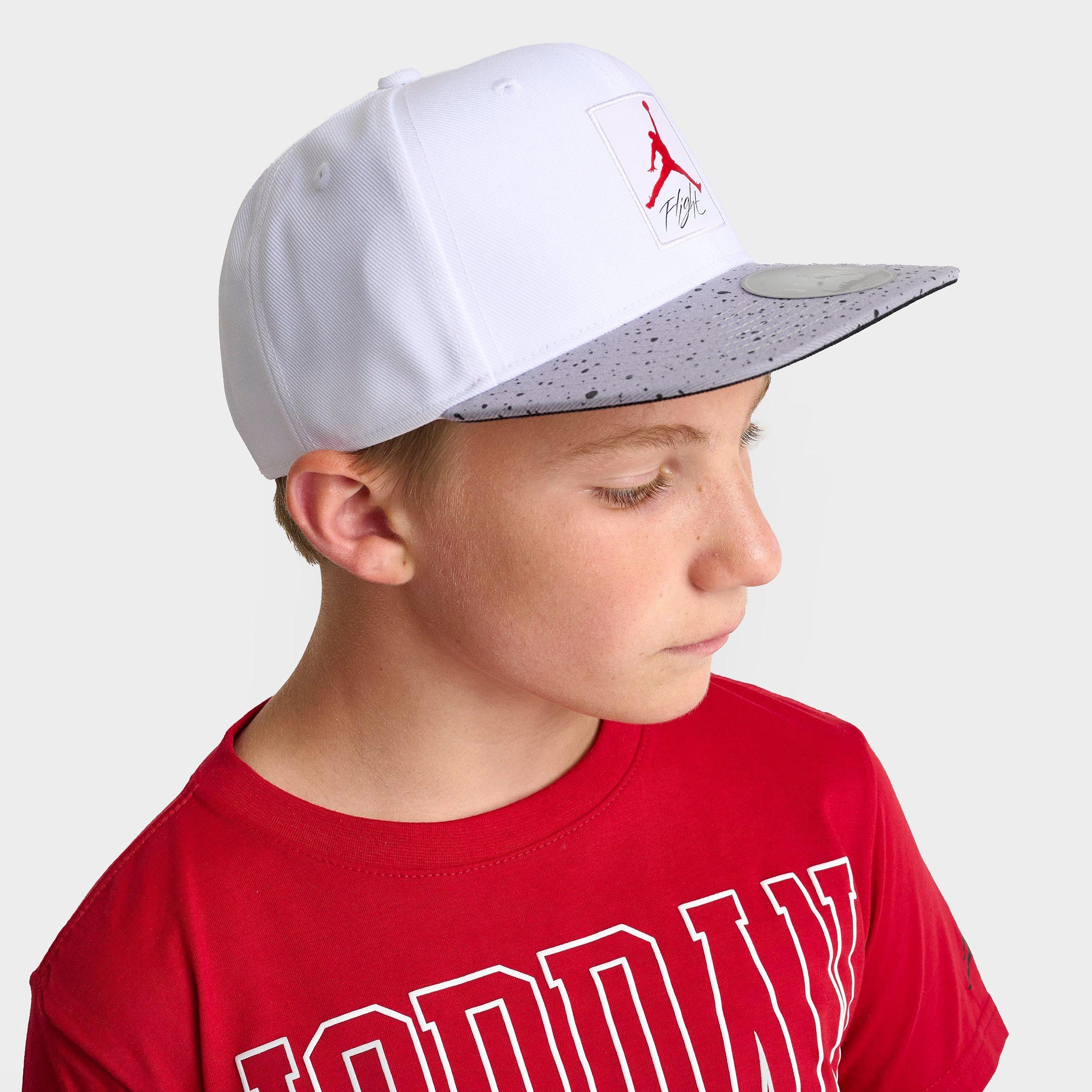 Jordan Retro 4 Snapback Hat in White/ Grey Speckle