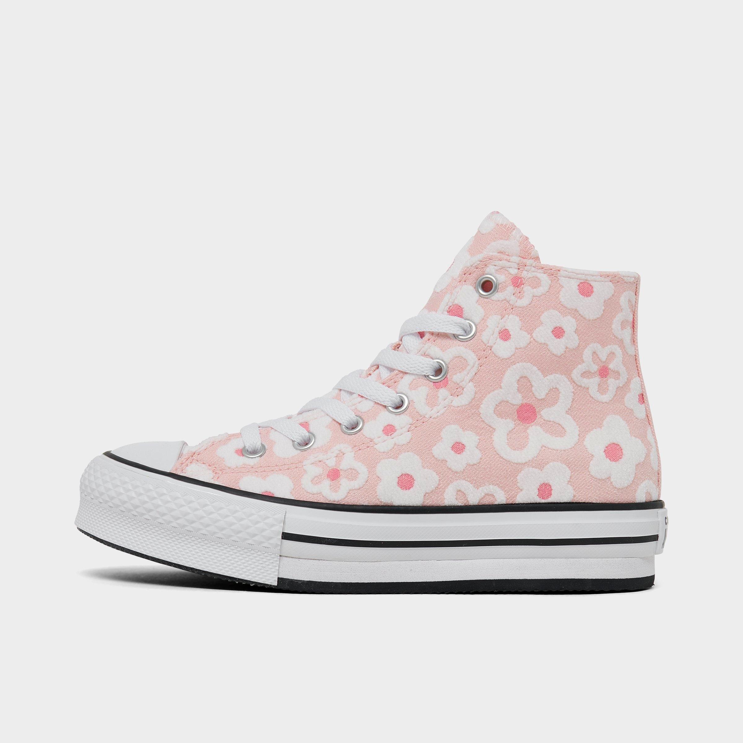 CONVERSE CONVERSE GIRLS' LITTLE KIDS' CHUCK TAYLOR ALL STAR FLORAL EMBROIDERY LIFT PLATFORM CASUAL SHOES SIZE