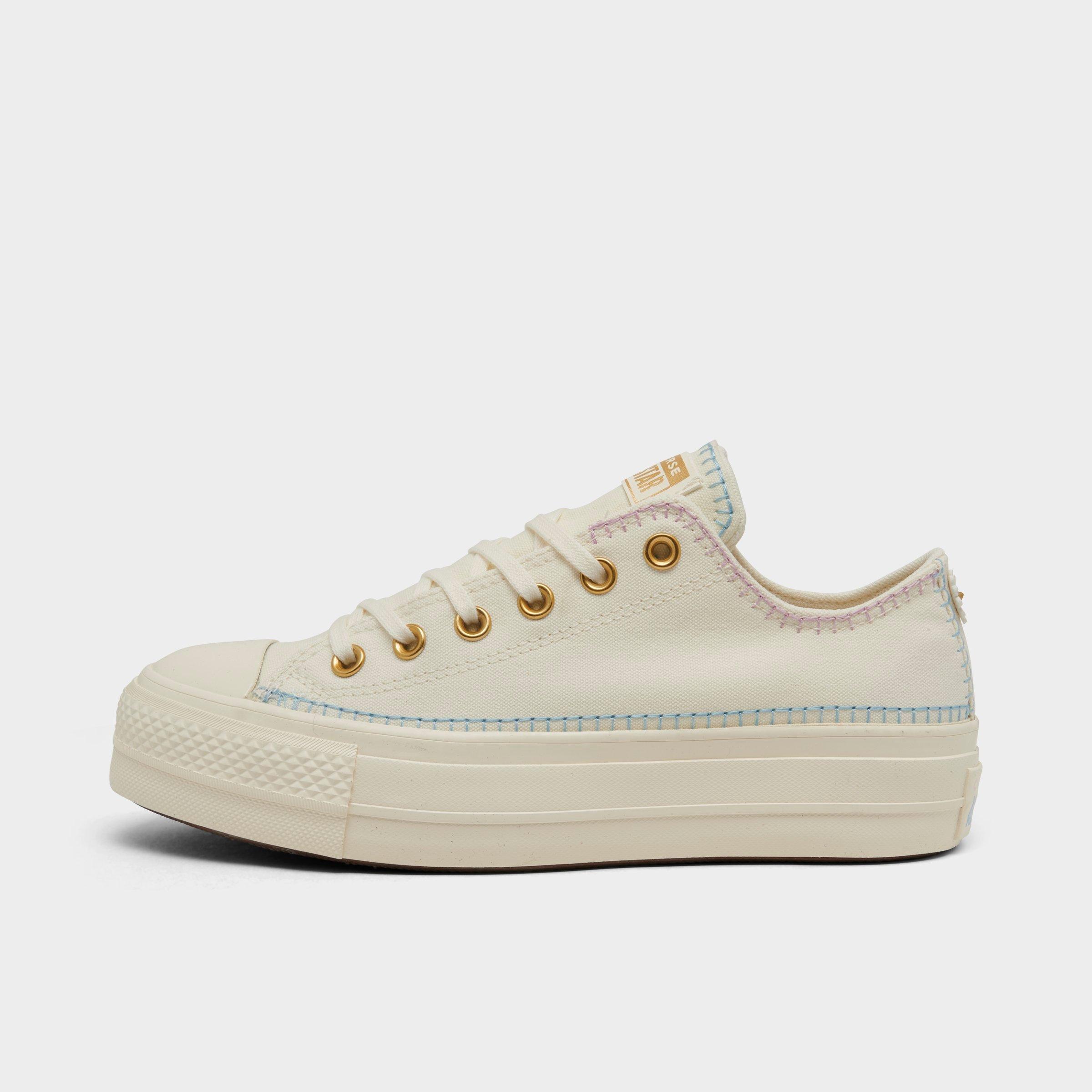 Converse Women's Chuck Taylor All Star Lift Platform Casual Shoes in Egret/True Sky/Gold Size: 6.0
