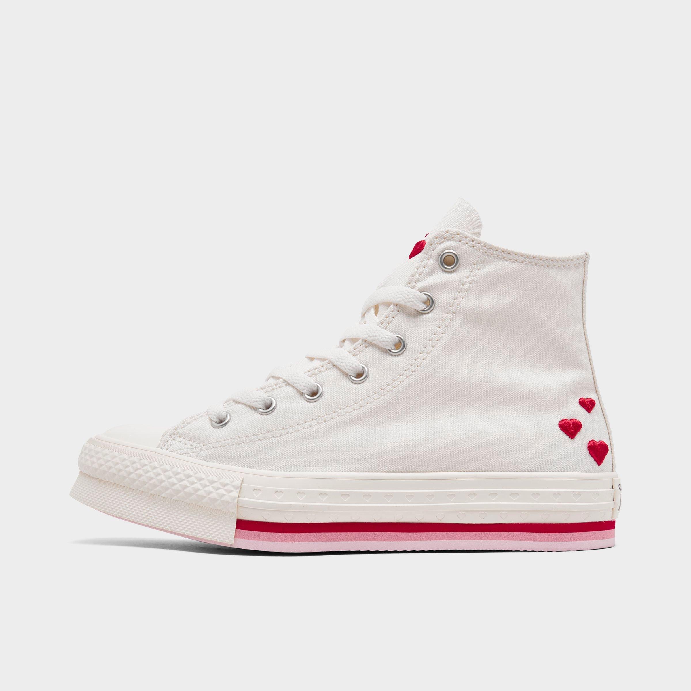 Converse Girls' Big Kids' Chuck Taylor All Star Lift Valentine's Day Platform Casual Shoes in Red/White/Vintage White Size 5.0 Canvas