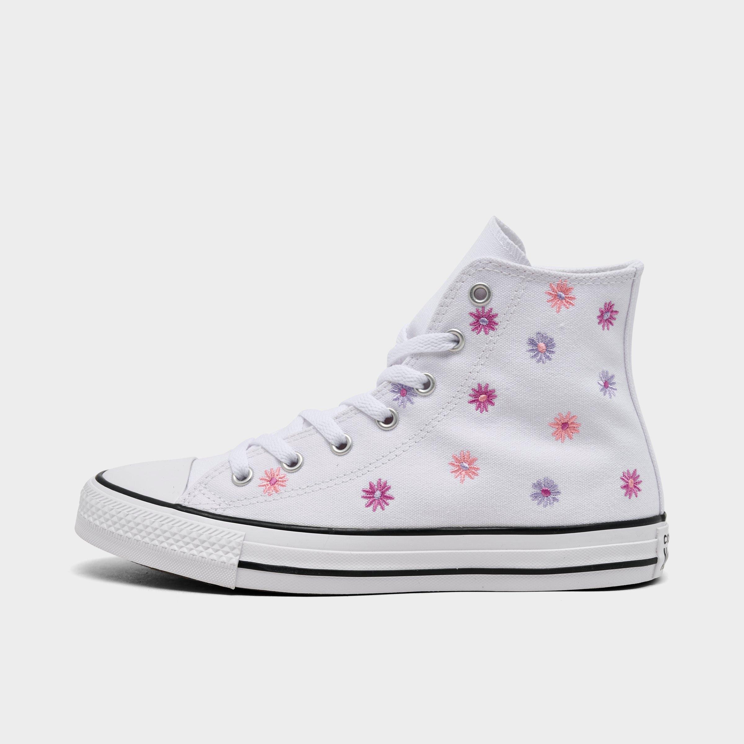 Shop Converse Girls' Big Kids' Chuck Taylor All Star Florals High Top Casual Shoes In White/light Jellyfish Jitter