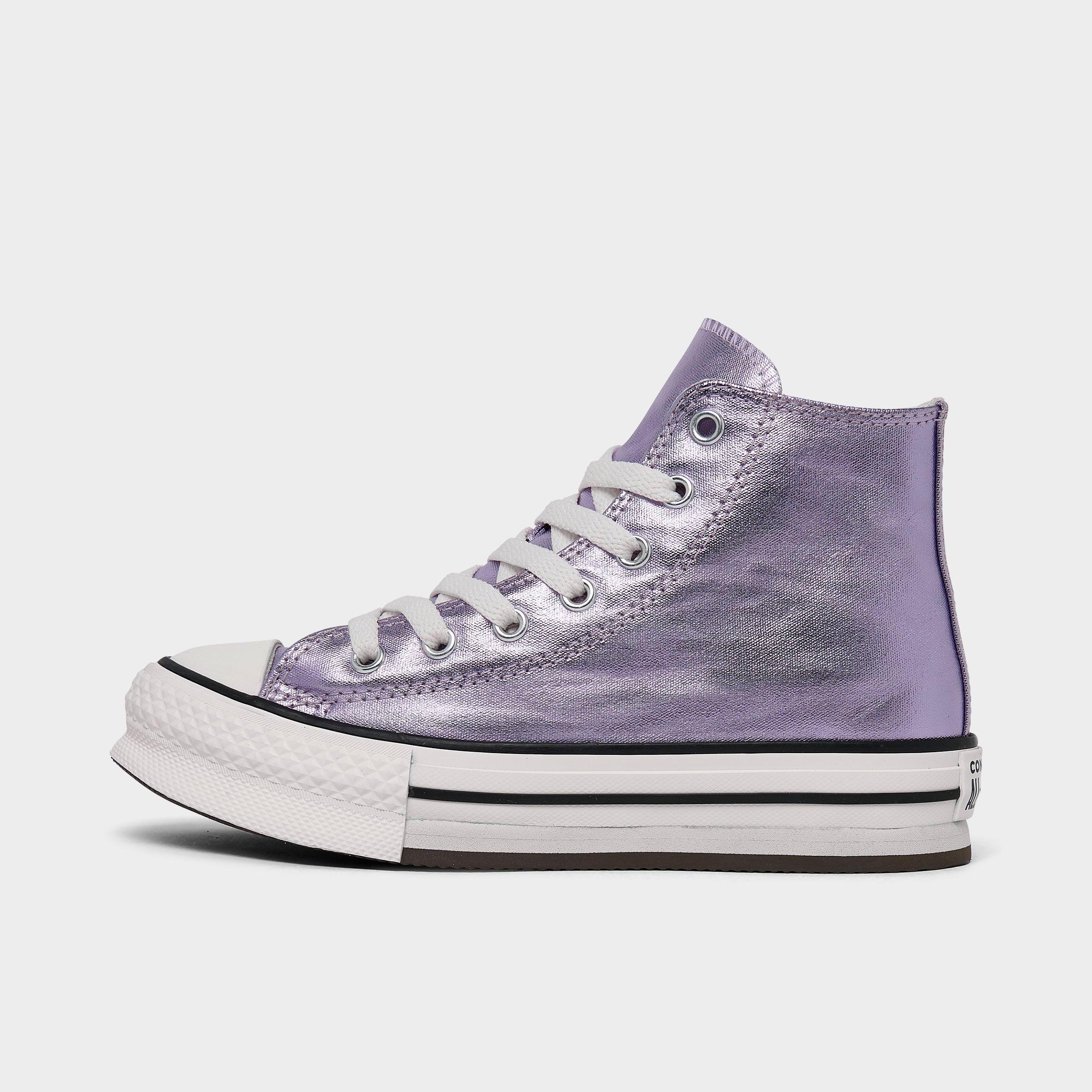Converse Girls' Little Kids Chuck Taylor All Star EVA Lift Platform Metallic Casual Shoes in Purple/Egret/Black Size: 1.0