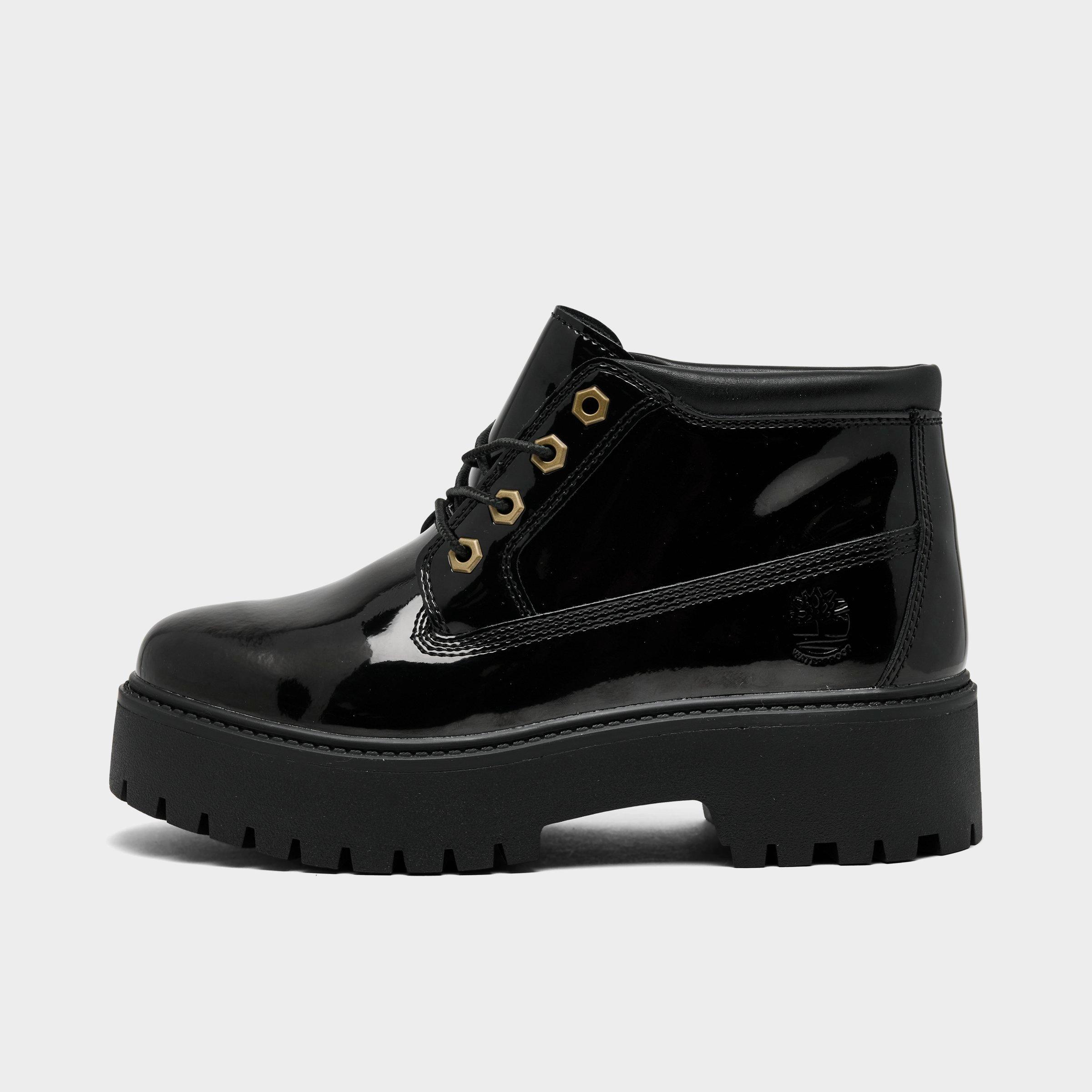Timberland Women's State Street Mid Waterproof Platform Boots in Black Patent Size: 6.0