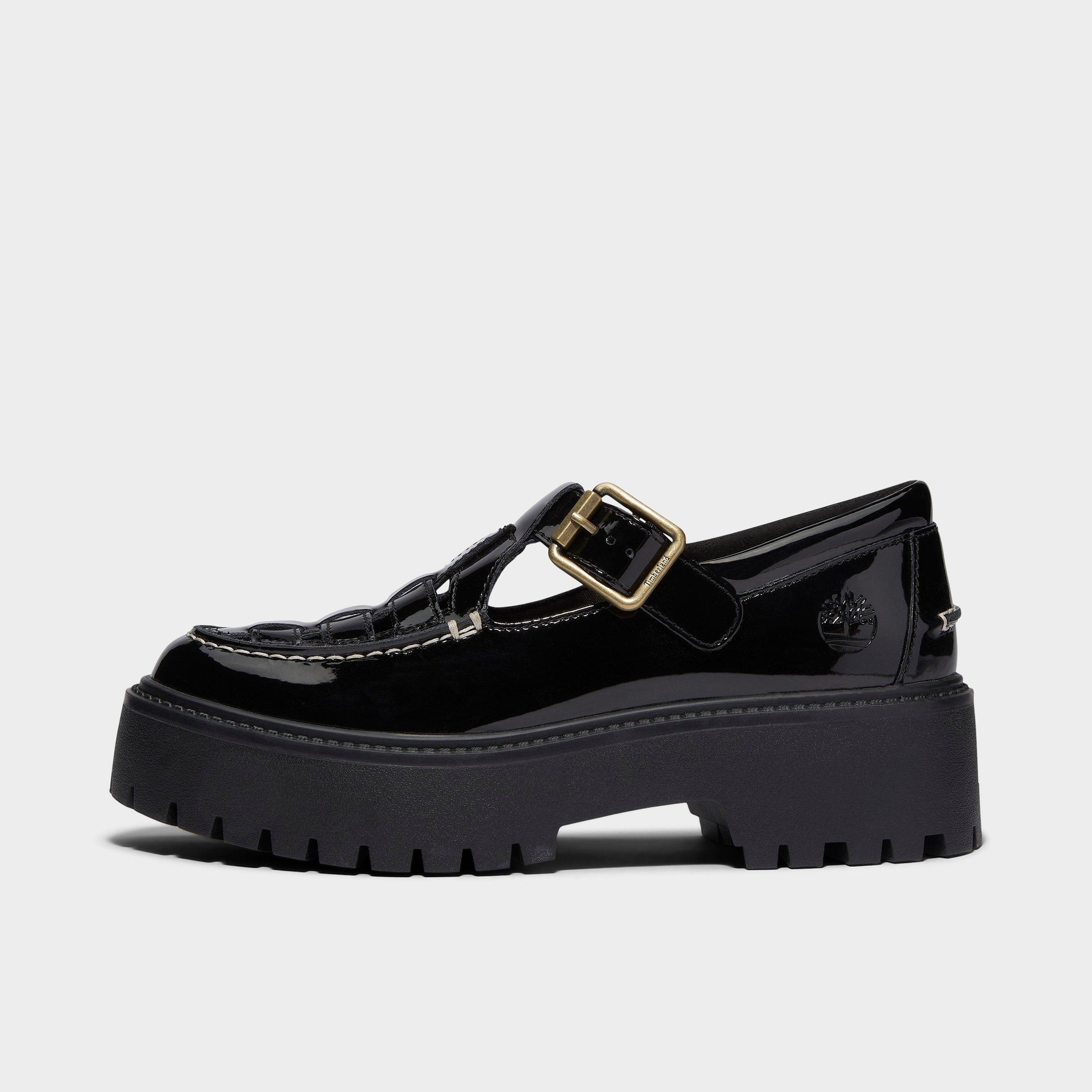 Timberland Women's Patent Leather Stone Street Platform Buckle Casual Shoes