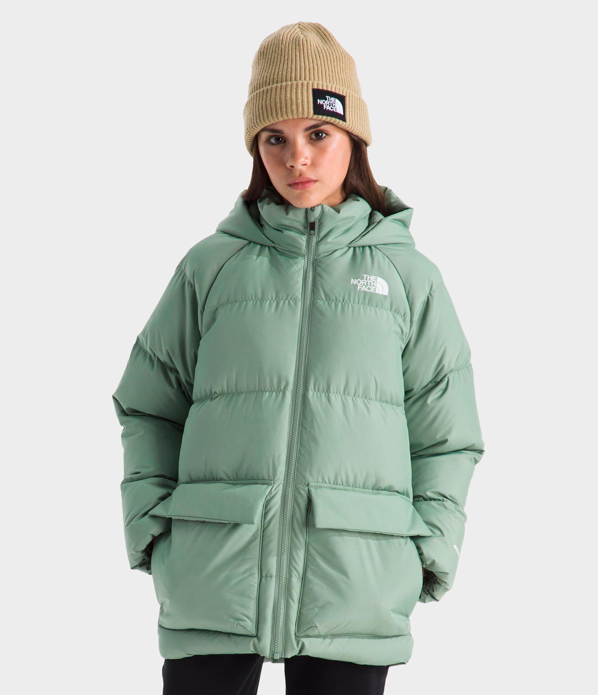 The North Face Big Kids North Down Fleece-Lined Short Parka Jacket in Slate Moss Size: Small