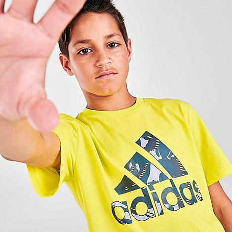 Adidas Originals Kids' Adidas Boys' Action Camo Badge Of Sport T-shirt In Yellow