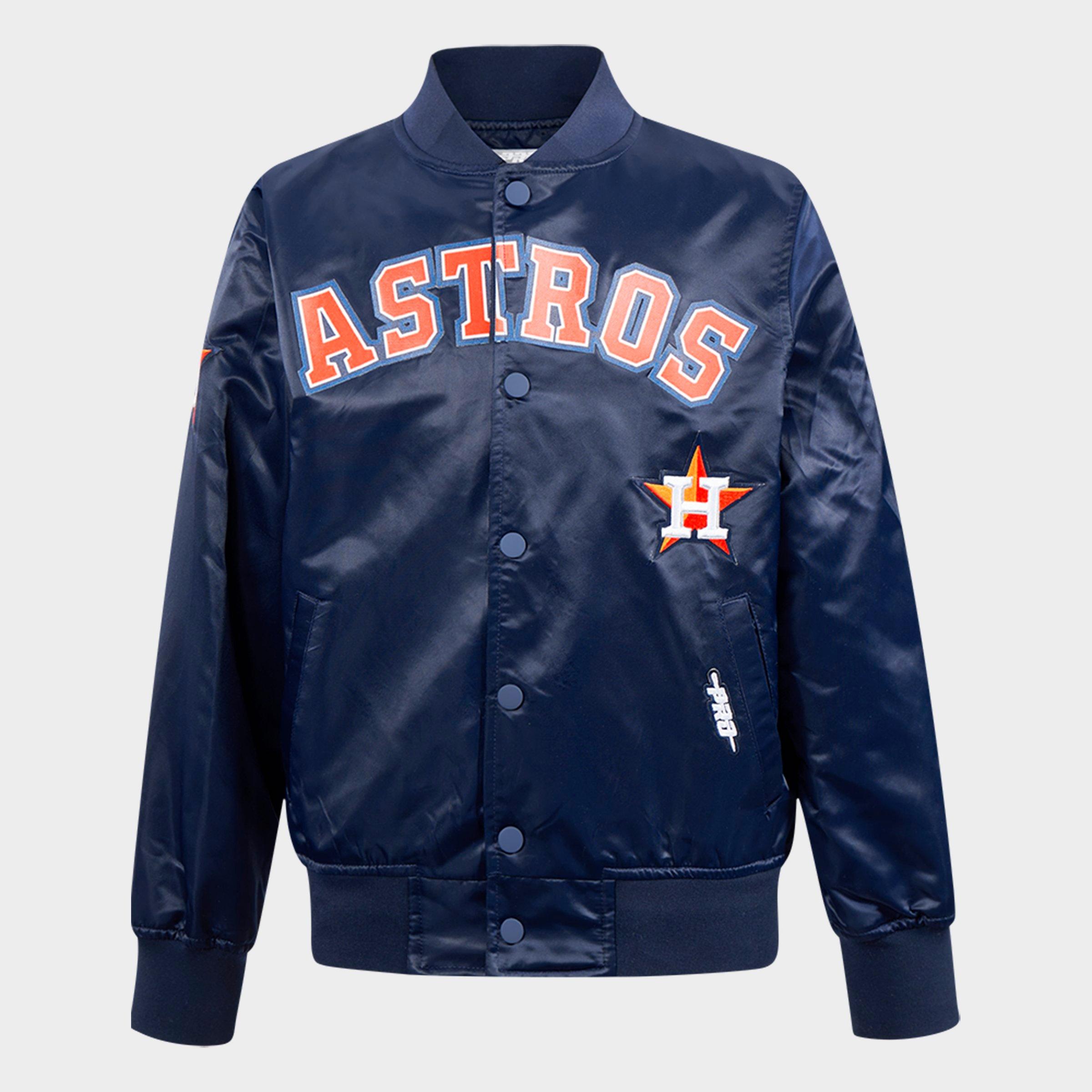 Pro Standard Big Kids Houston Astros MLB Classic Baseball Satin Jacket in Midnight Navy Size: Small