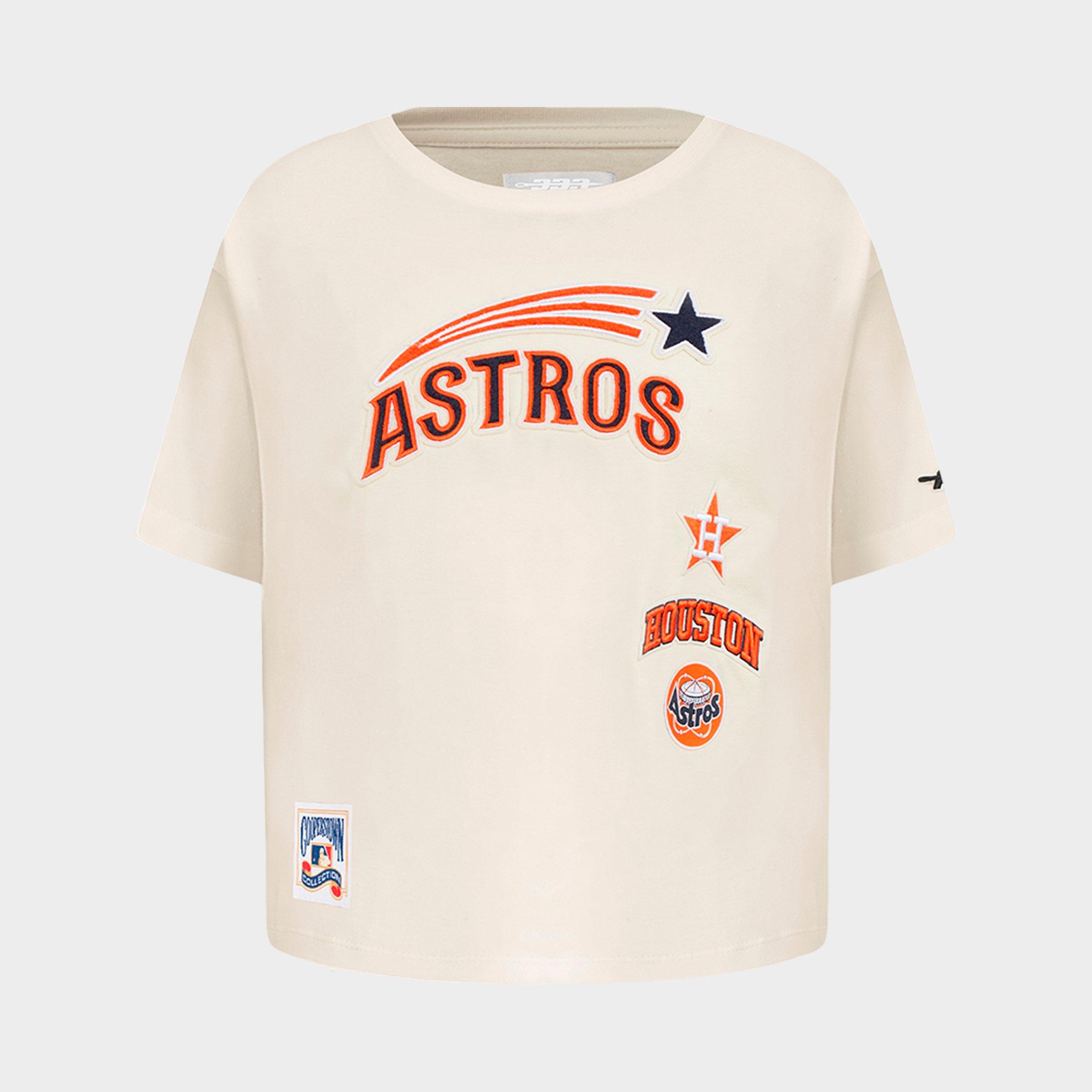 Pro Standard Big Kids Houston Astros MLB Retro Classic Boxy T-Shirt in Eggshell Size: Small