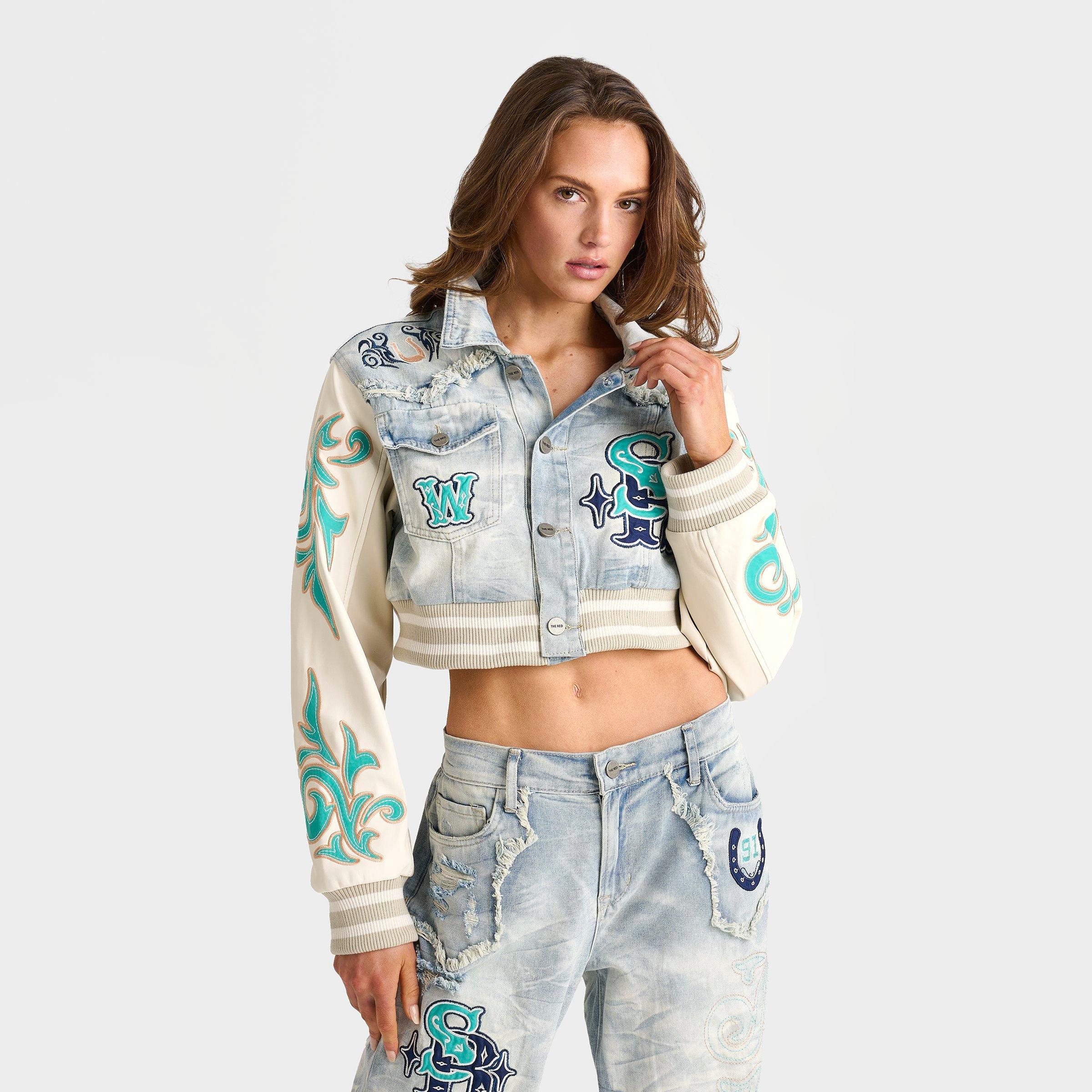 SMOKE RISE SMOKE RISE WOMEN'S SARAH TRUCKER CROPPED DENIM JACKET 