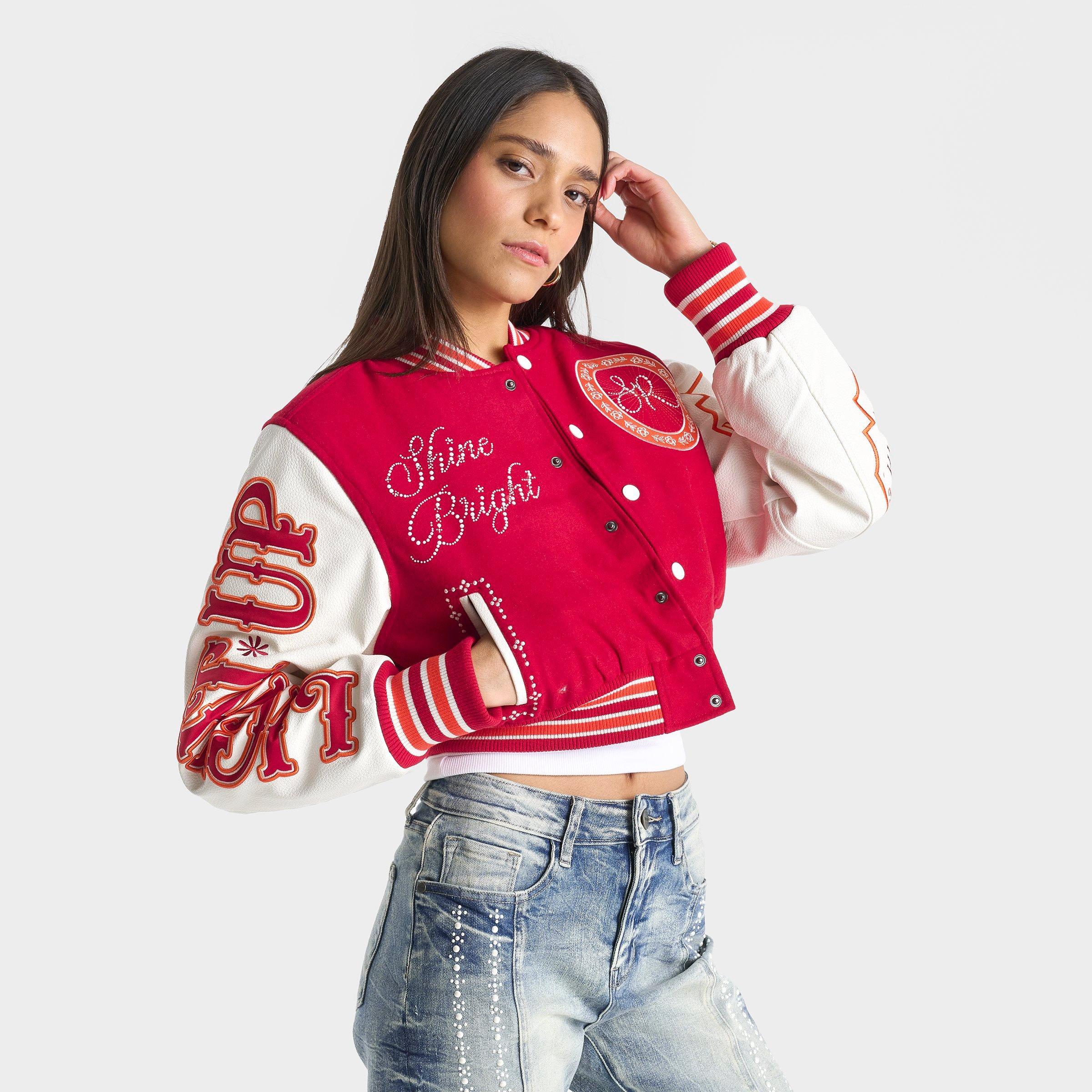 Smoke Rise Women's Shine Bright Varsity Jacket In Red
