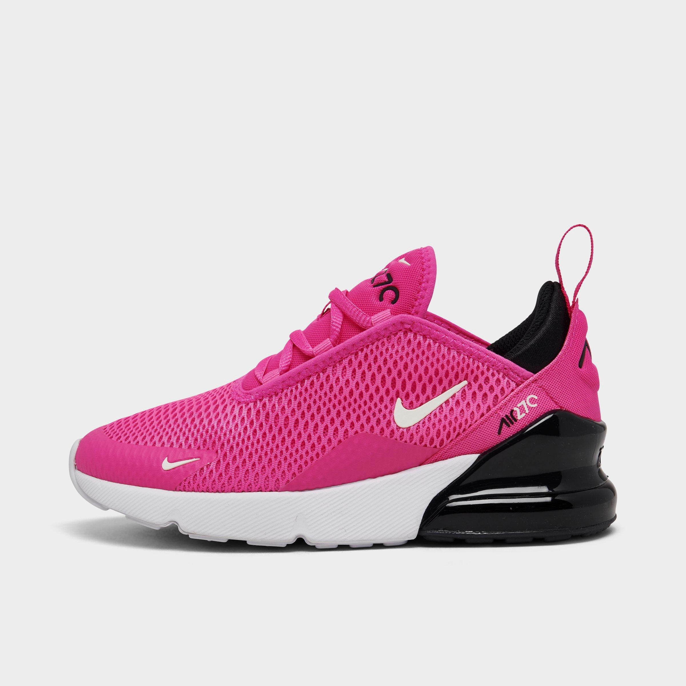 Nike Girls' Little Kids Air Max 270 Casual Shoes in Laser Fuchsia/Black/White Size: 1.0