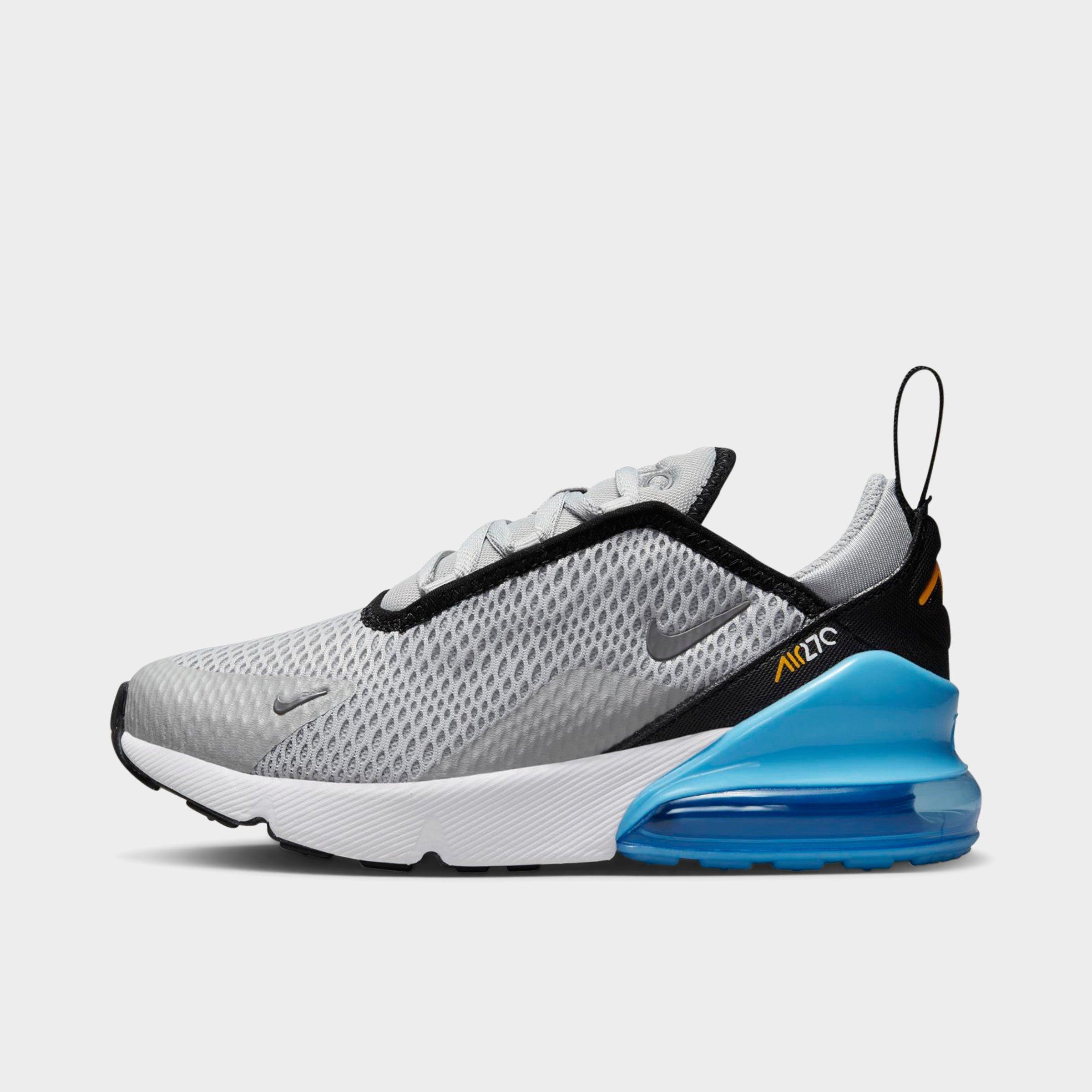 Nike Little Kids' Air Max 270 Casual Shoes In Light Smoke Grey/iron Grey/laser Orange/baltic Blue