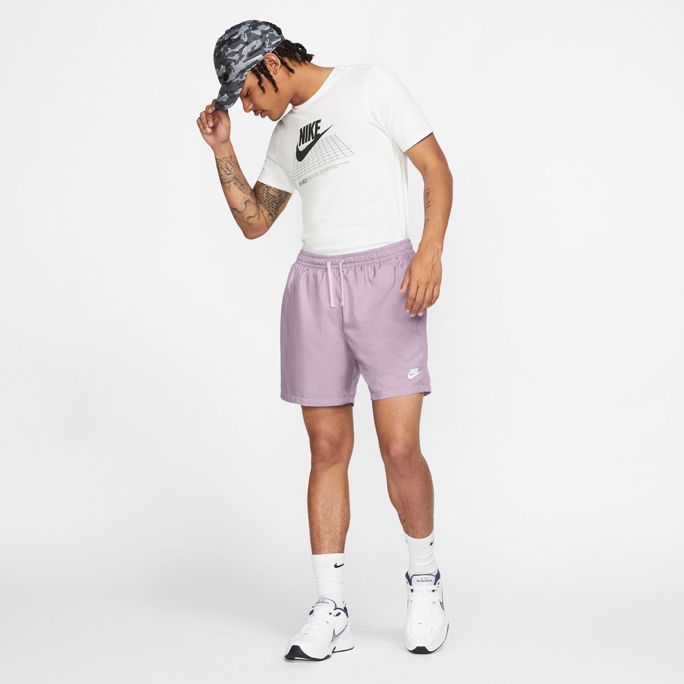 Nike Men's Sportswear Flow Woven Shorts In Iced Lilac/white