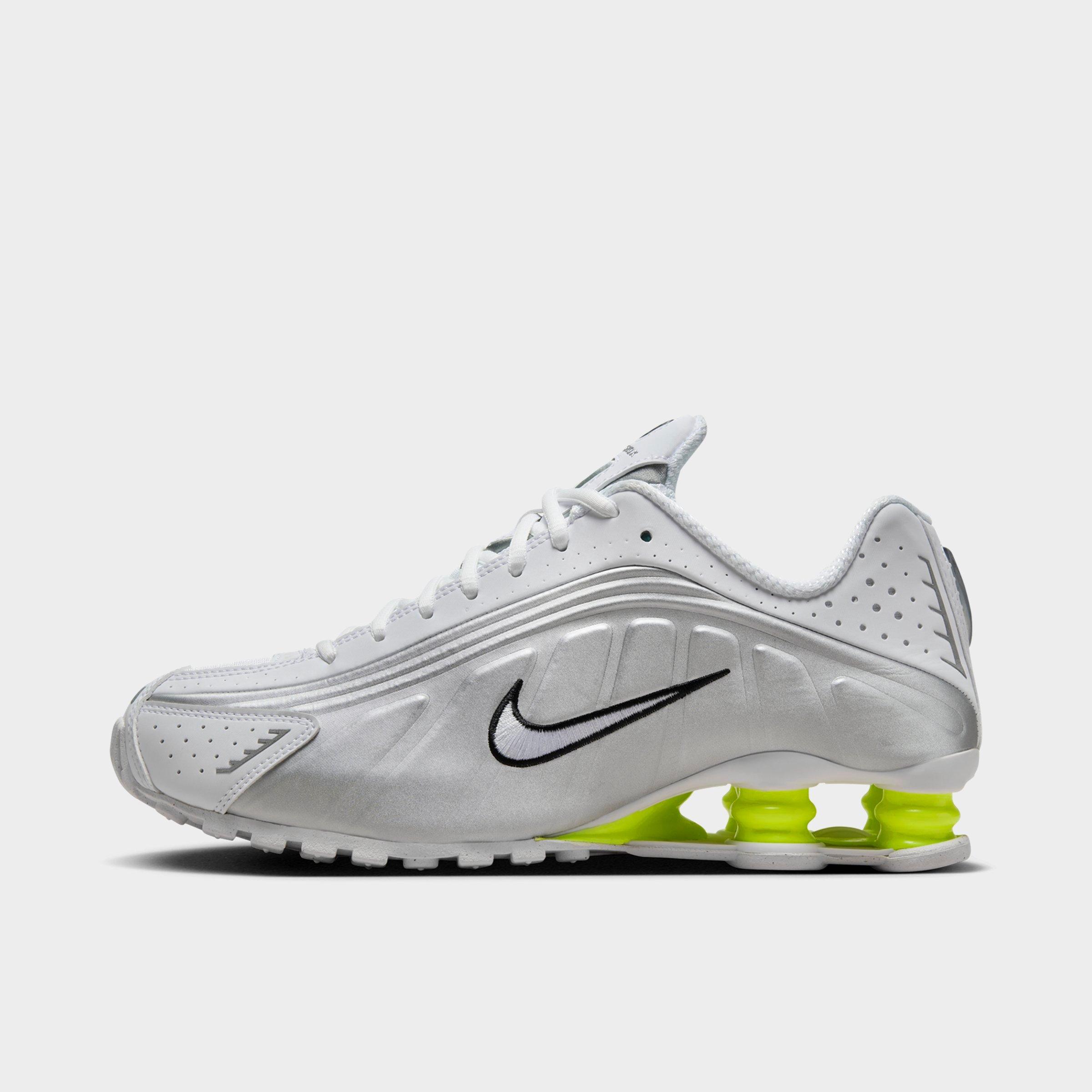 Nike Women's Shox R4 Casual Shoes in White/Metallic Silver Size: 5