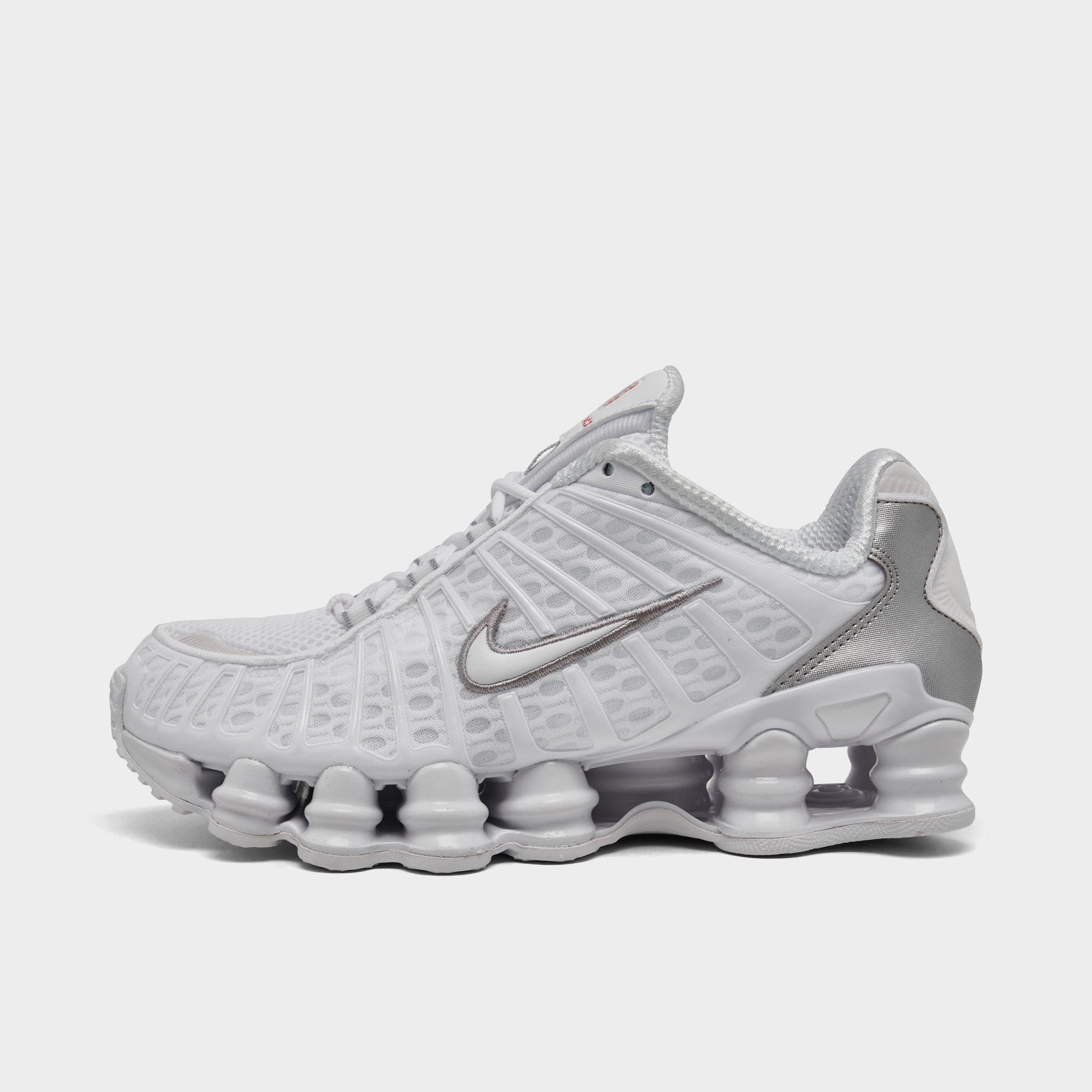 Nike Women's Shox TL Casual Shoes in White/Metallic Silver Size: 5.0