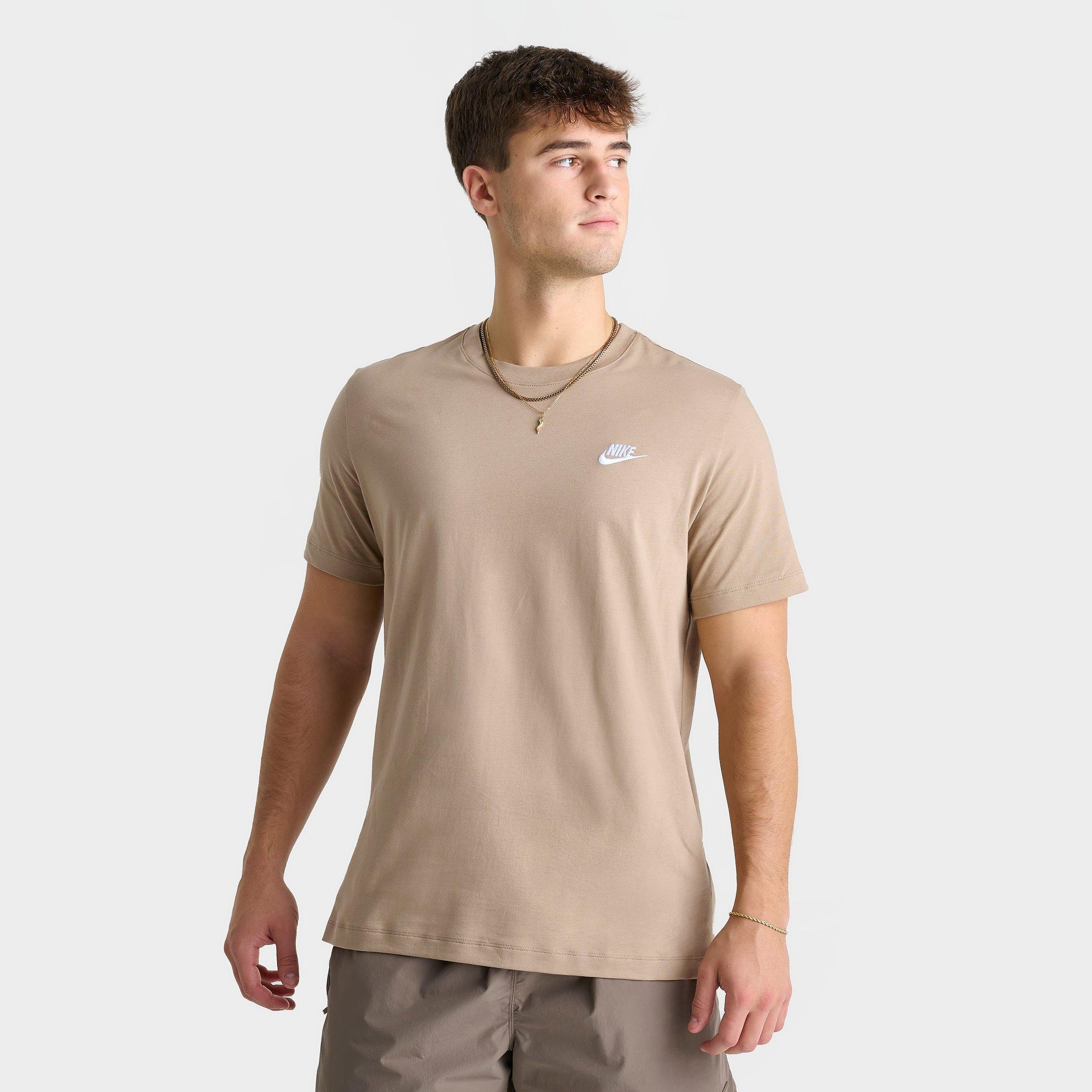 Nike Sportswear Club T-Shirt in Beige/Khaki Size Medium 100% Cotton