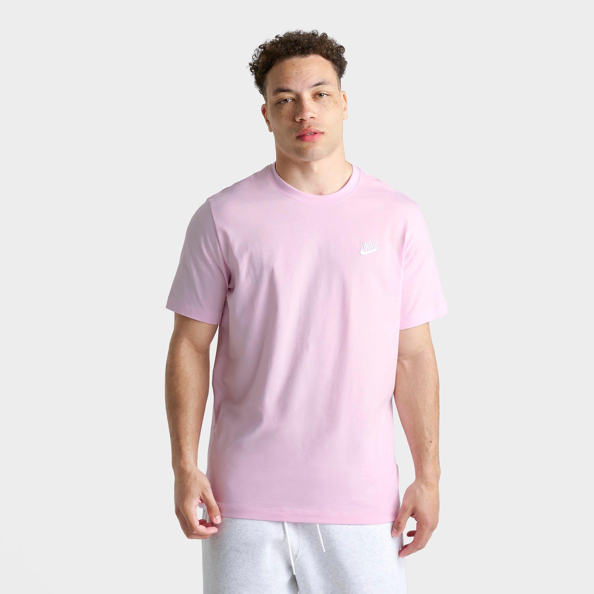 Nike Men's Sportswear Club T-Shirt in Pink Foam/White Size: Large