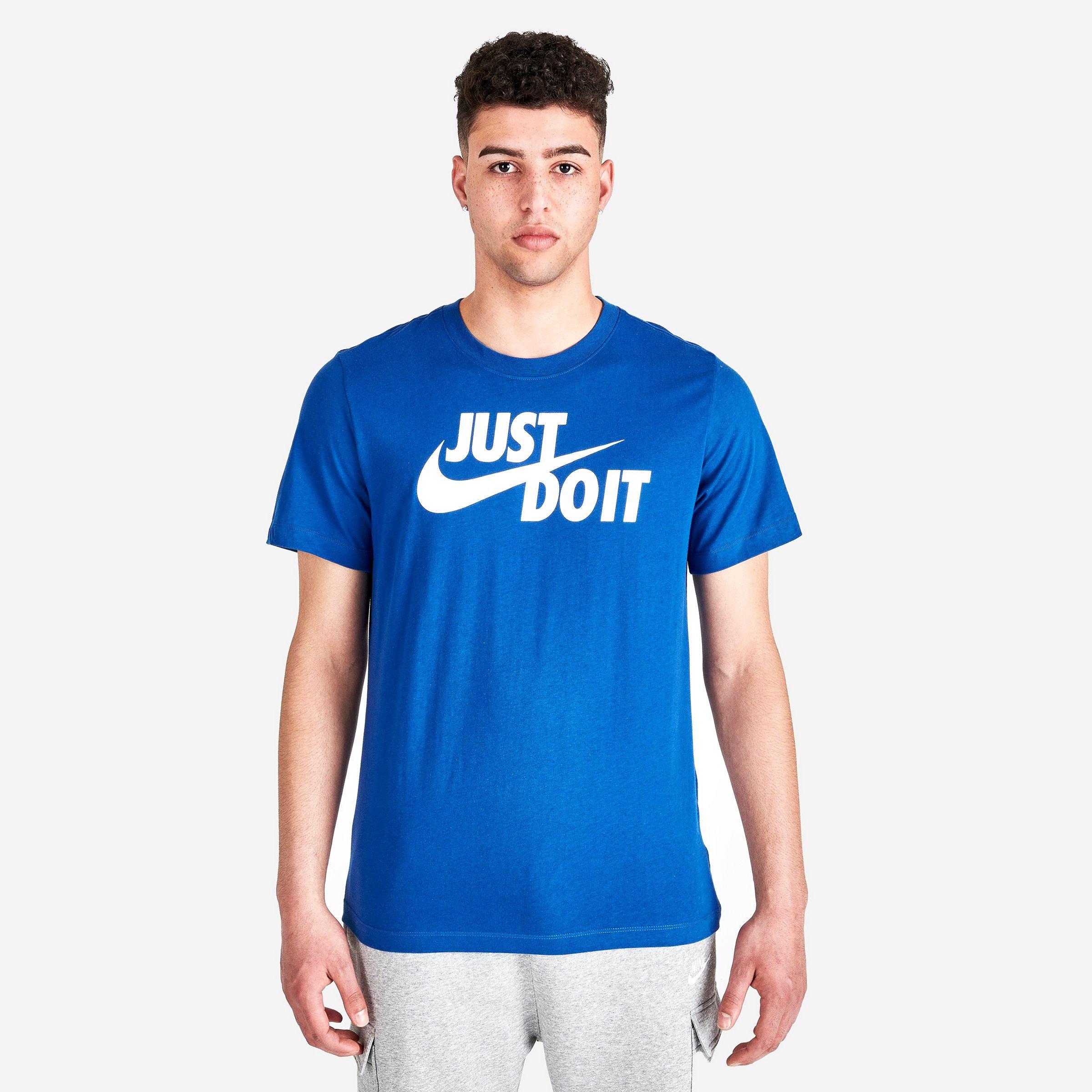 Nike Men's Sportswear Just Do It Swoosh T-shirt In Dark Marina Blue/white