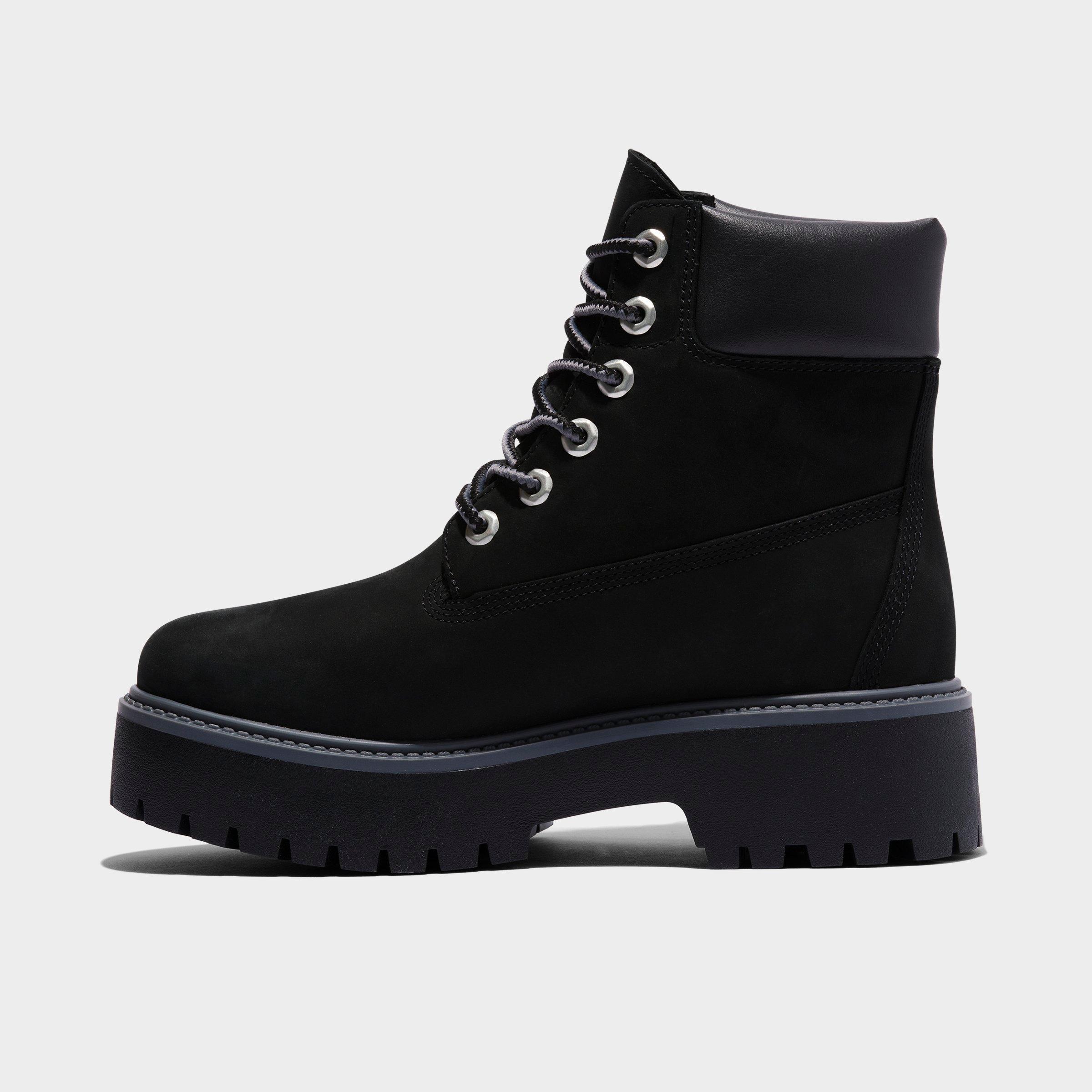 Timberland Women's Stone Street 6 Inch Waterproof Platform Boots in Jet Black Size: 7.0