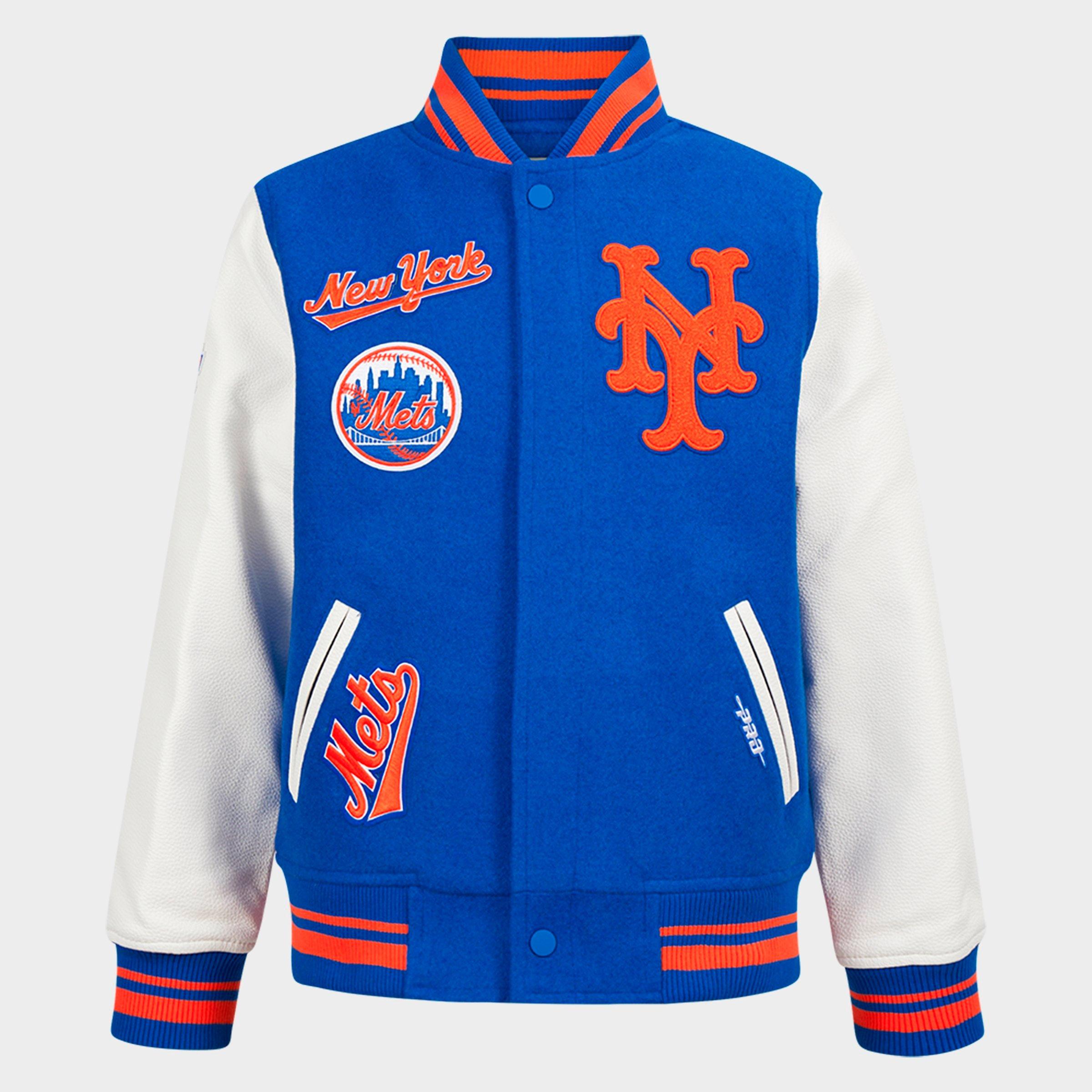 Pro Standard Big Kids New York Mets MLB Wool Varsity Jacket in Royal/Orange/Royal Size: Small