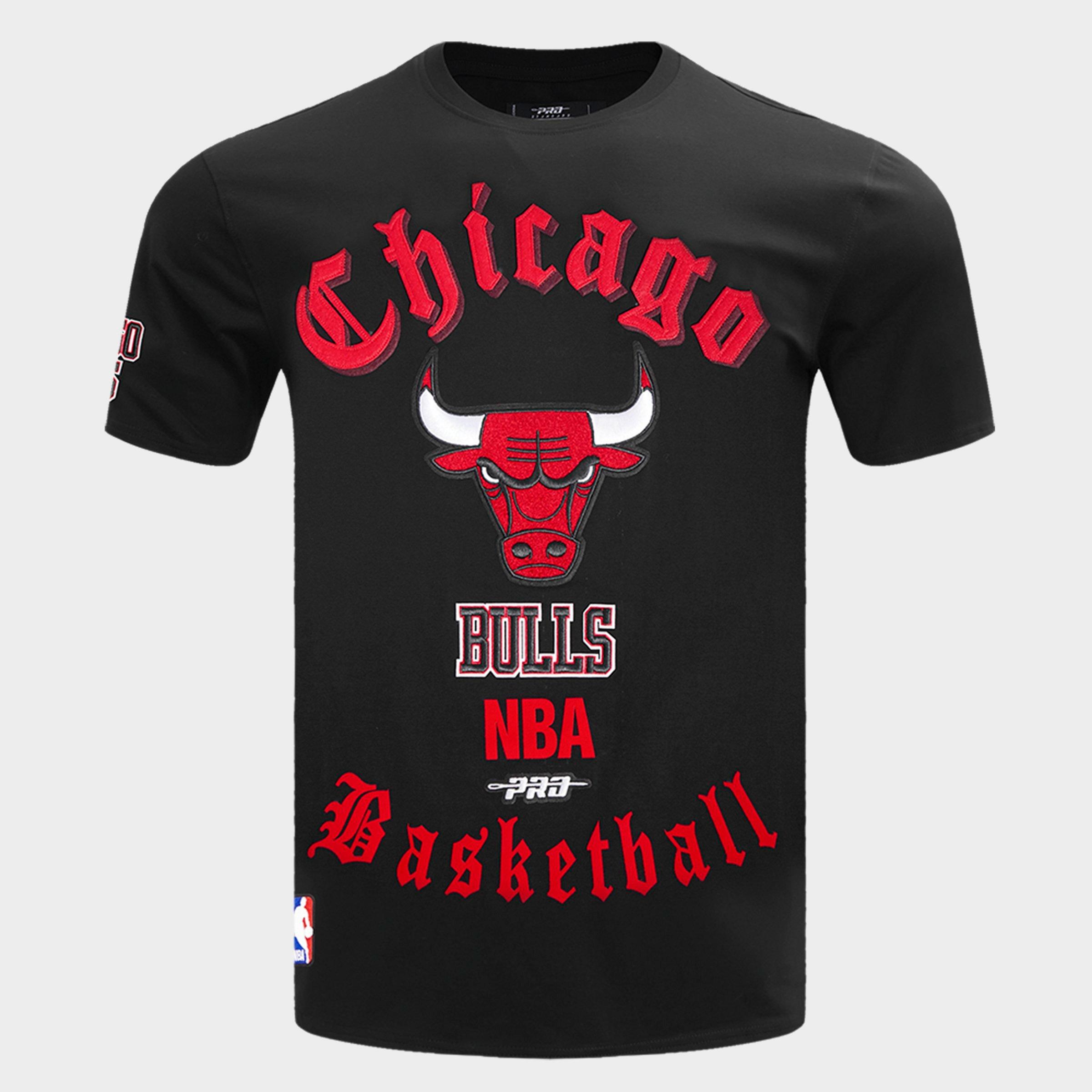 Pro Standard Men's Chicago Bulls NBA Old English T-Shirt in Black Size: Large